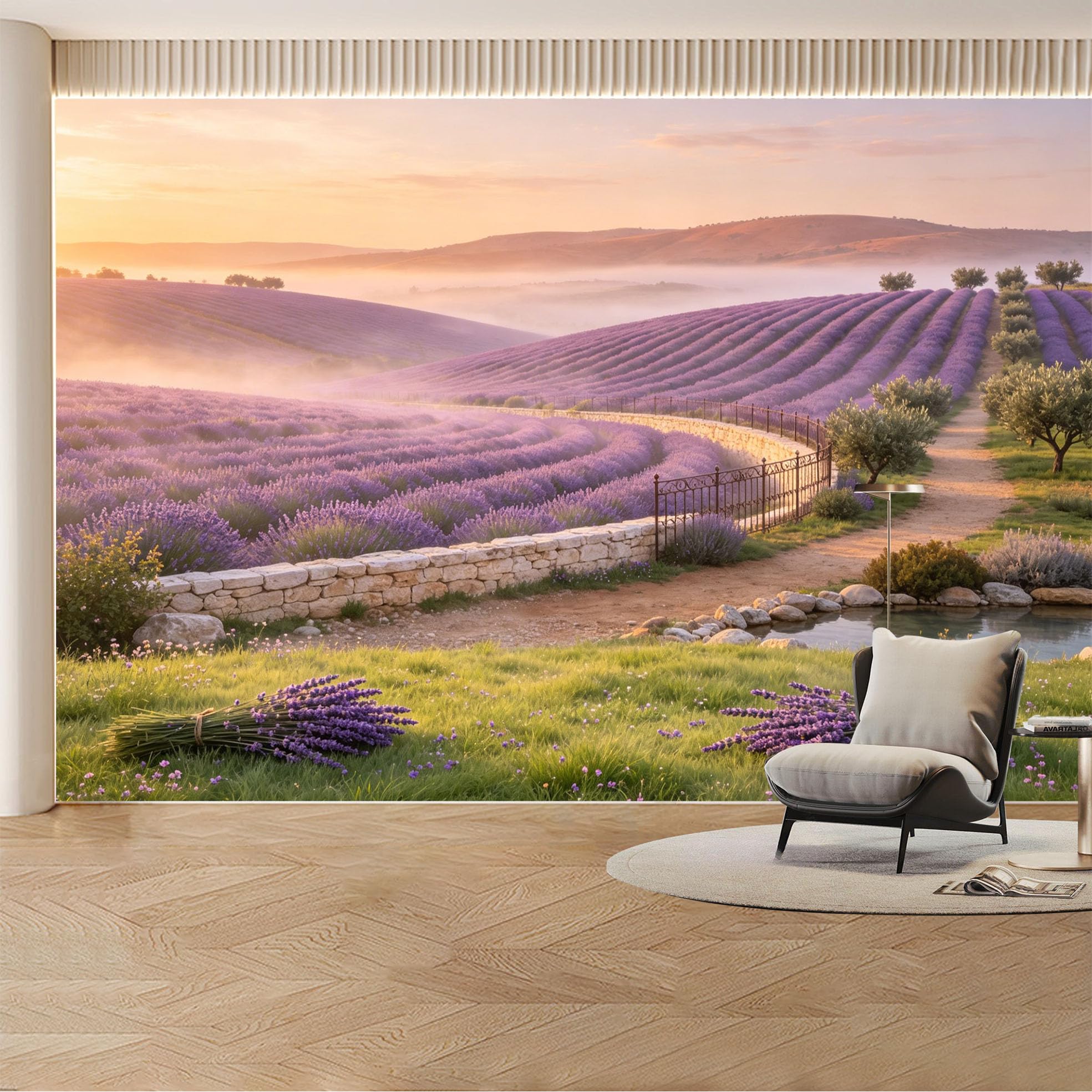 Custom Wall Mural Wallpaper Floral Archway Garden Landscape， 3D Effect Wall Decor Large Wall Art， Luxury Misty Romantic for Living Room， Bedroom， Office