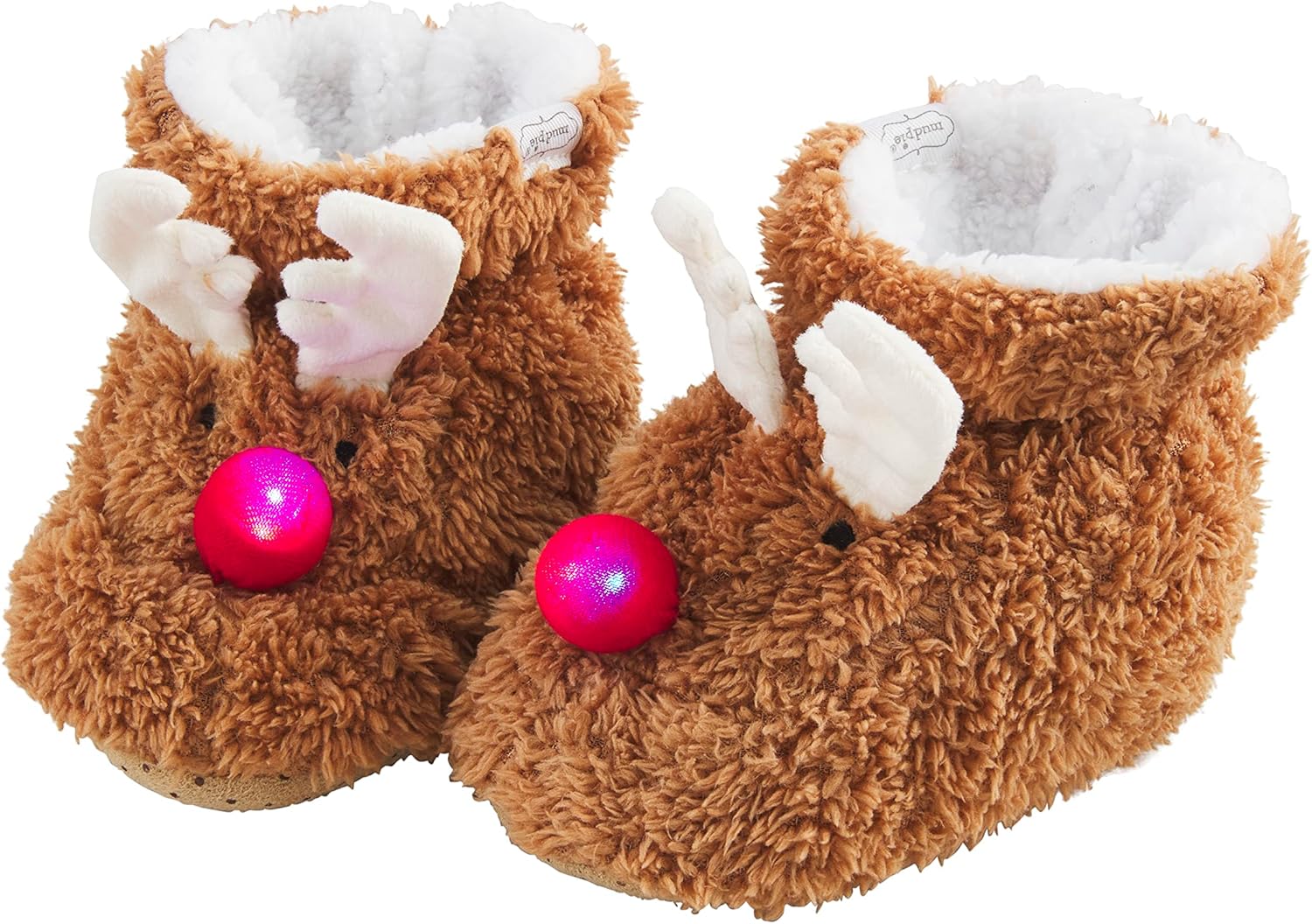 Mud Pie Kids Light Up Slippers, Reindeer, Medium/Large