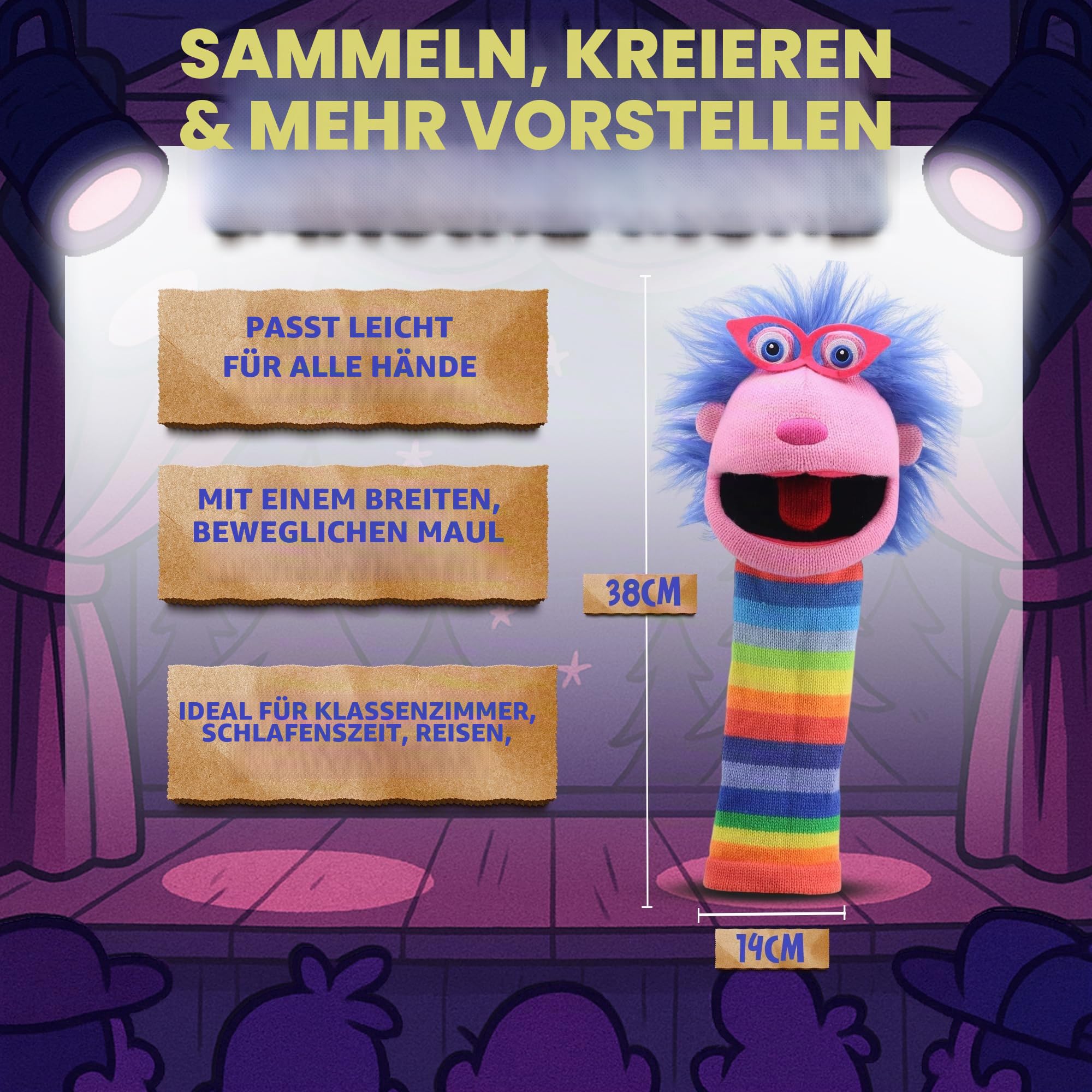 The Puppet Company Socken Gloria Strick Handpuppe