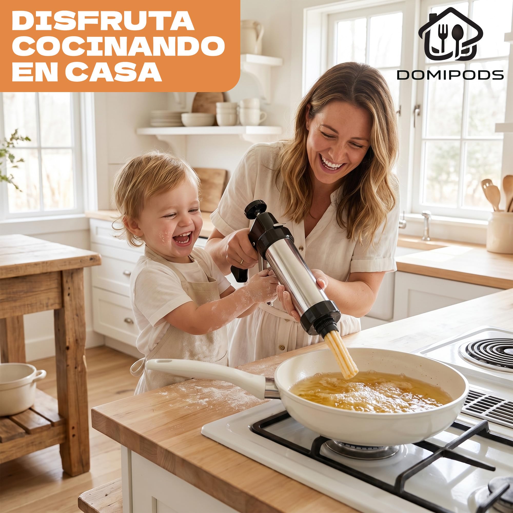 Máquina de Churros Manual y Galletera de Acero Inoxidable 304, Kit Churrera con Manga Pastelera y Accesorios para Hacer Churros, Porras y Galletas Caseras