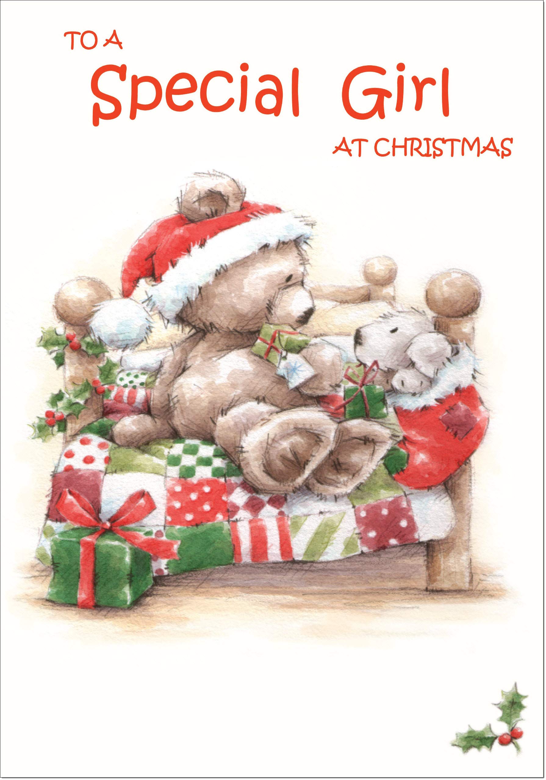 doodlecards Special Girl Cute Christmas Card - Medium Size