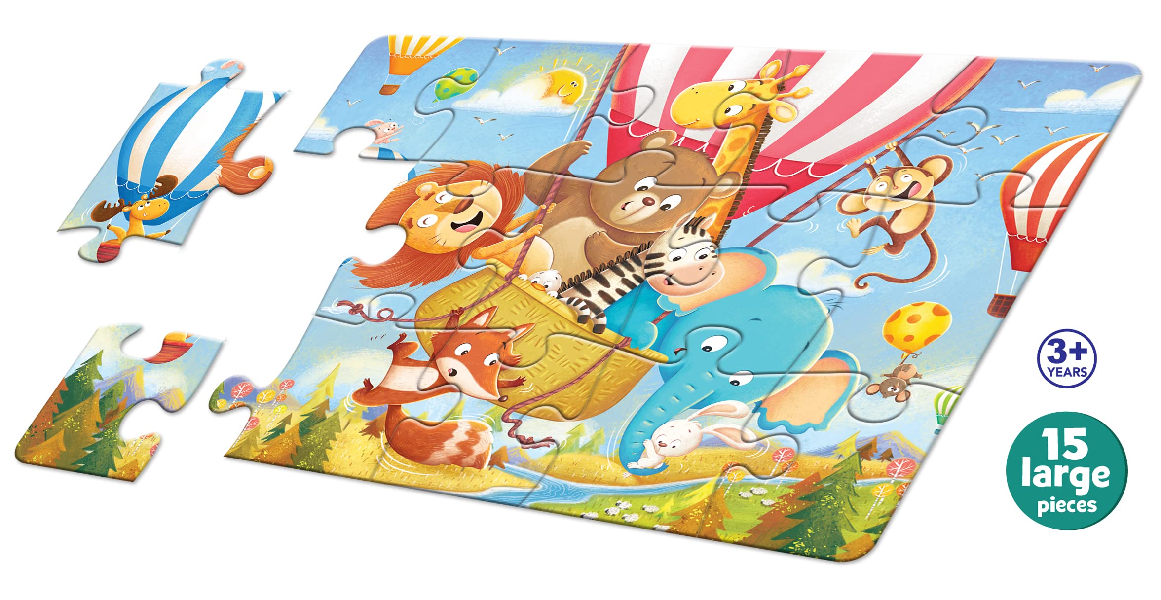Frank Hot Air Balloon Party Floor Puzzle (15 Pieces) | Fun & Educational Toy for Kids 3+ Year Old | Enhances Imagination, Coordination, and Patience - for Focus and Memory - 15204 1