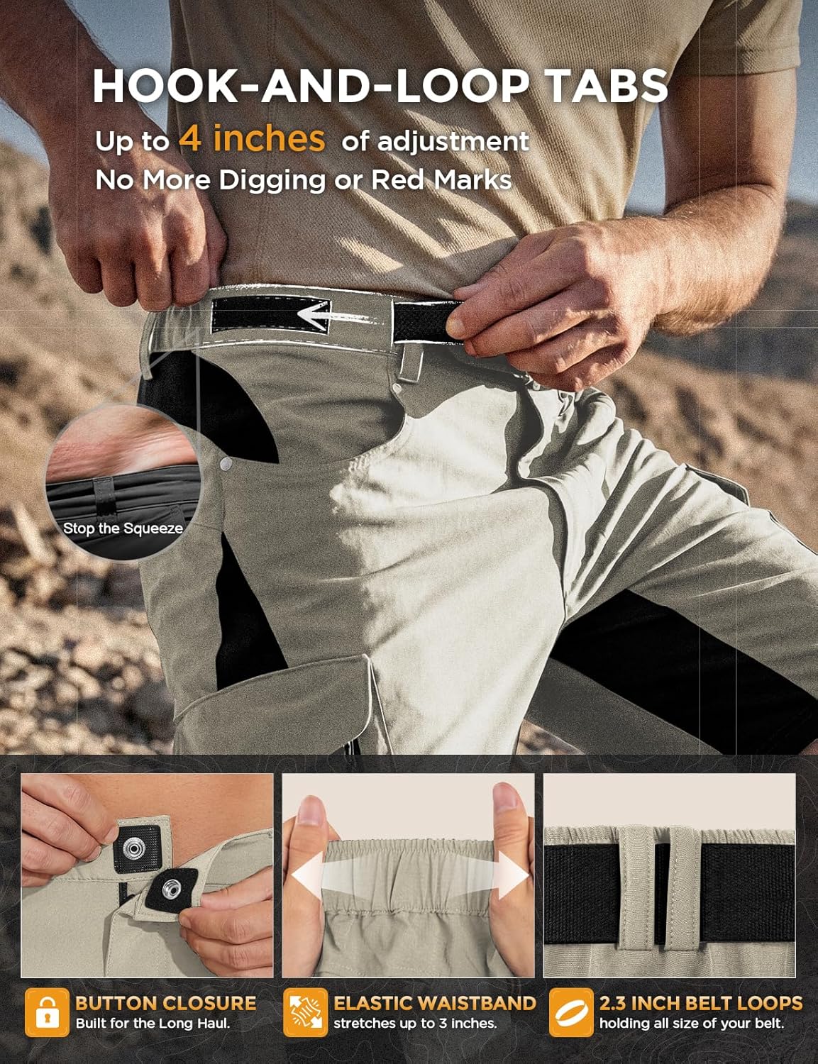 XKTTAC Men's Outdoor Quick Dry Lightweight Stretchy Shorts for Hiking, Tactical, Camping, Travel with 6 Pockets