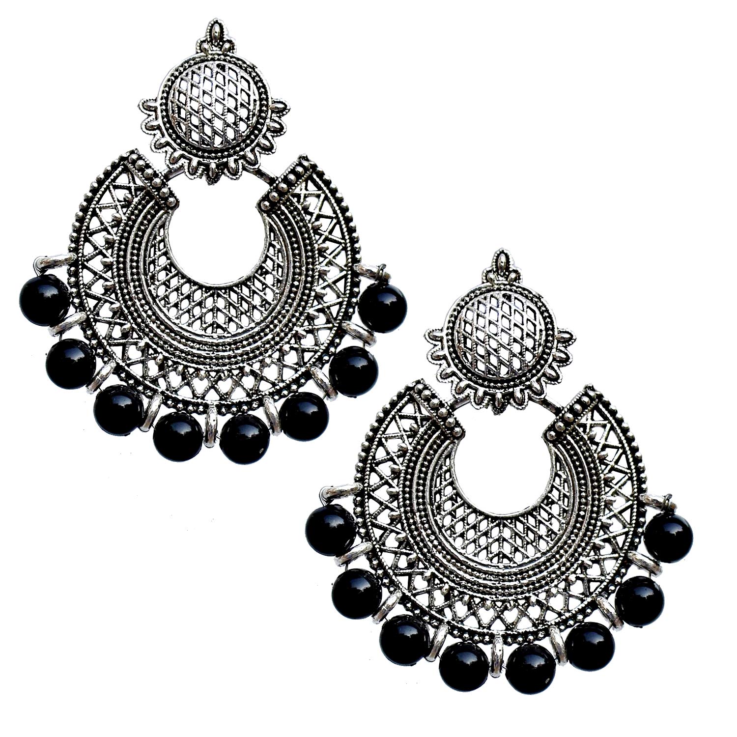 Lucky Jewellery Oxidised Black Metal Fashion Oxidized Silver Black Color Designer Earrings for Girls & Women (80-WEO-E3241-BL-S) (B07N1FBGT7) Amazon Price History, Amazon Price Tracker