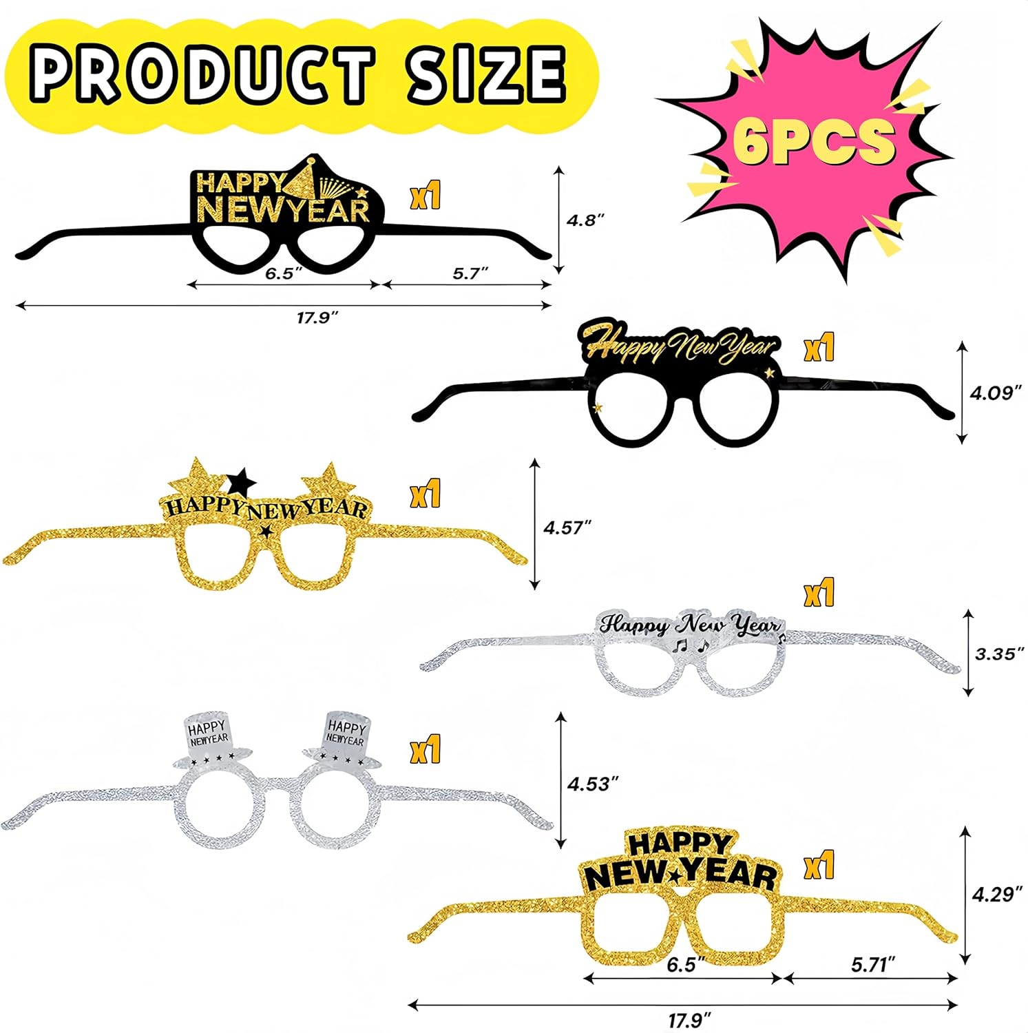 Ediactcyl 12PCS Happy New Year’s Eve Glasses 2026 | 12 Pack New Year’s Eve Party Supplies 2026 | NYE Eyeglasses 2026 | 2026 New Year Party Favors Decorations - Image 3