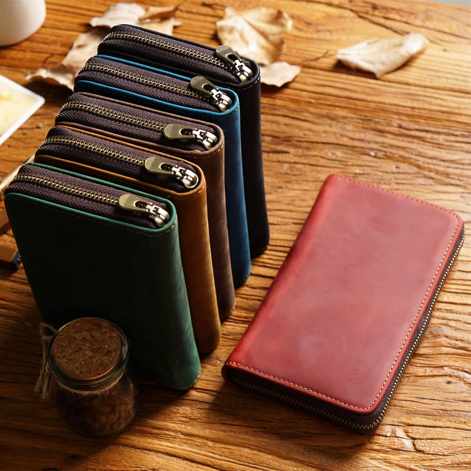 Vintage genuine Leather Pen & Pencil Case for Artists, Designers, Architects, at office, university, college and travel (Red)