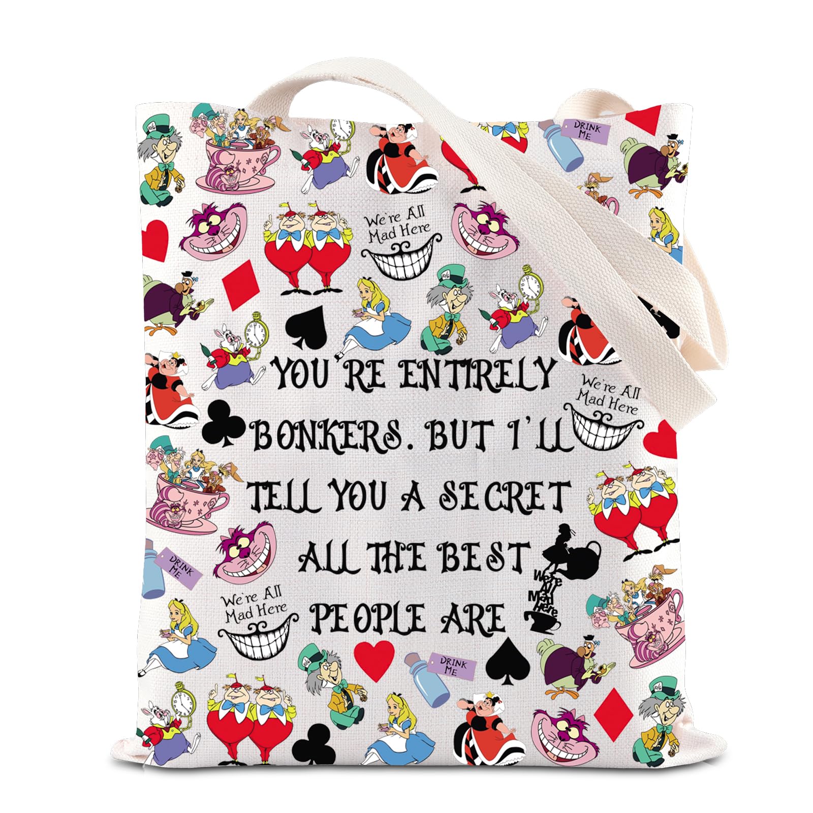 FOTAP Alice Inspired Shoulder Bag Alice Cartoon Merch Magic Kingd*m Gift Alice Fan Gift Cheshire Cat Lover Tote Bag