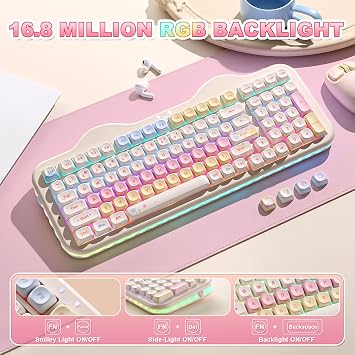 YUNZII C98 Cute Wireless Mechanical Keyboard(Beige, Milk V2 Linear Switch)