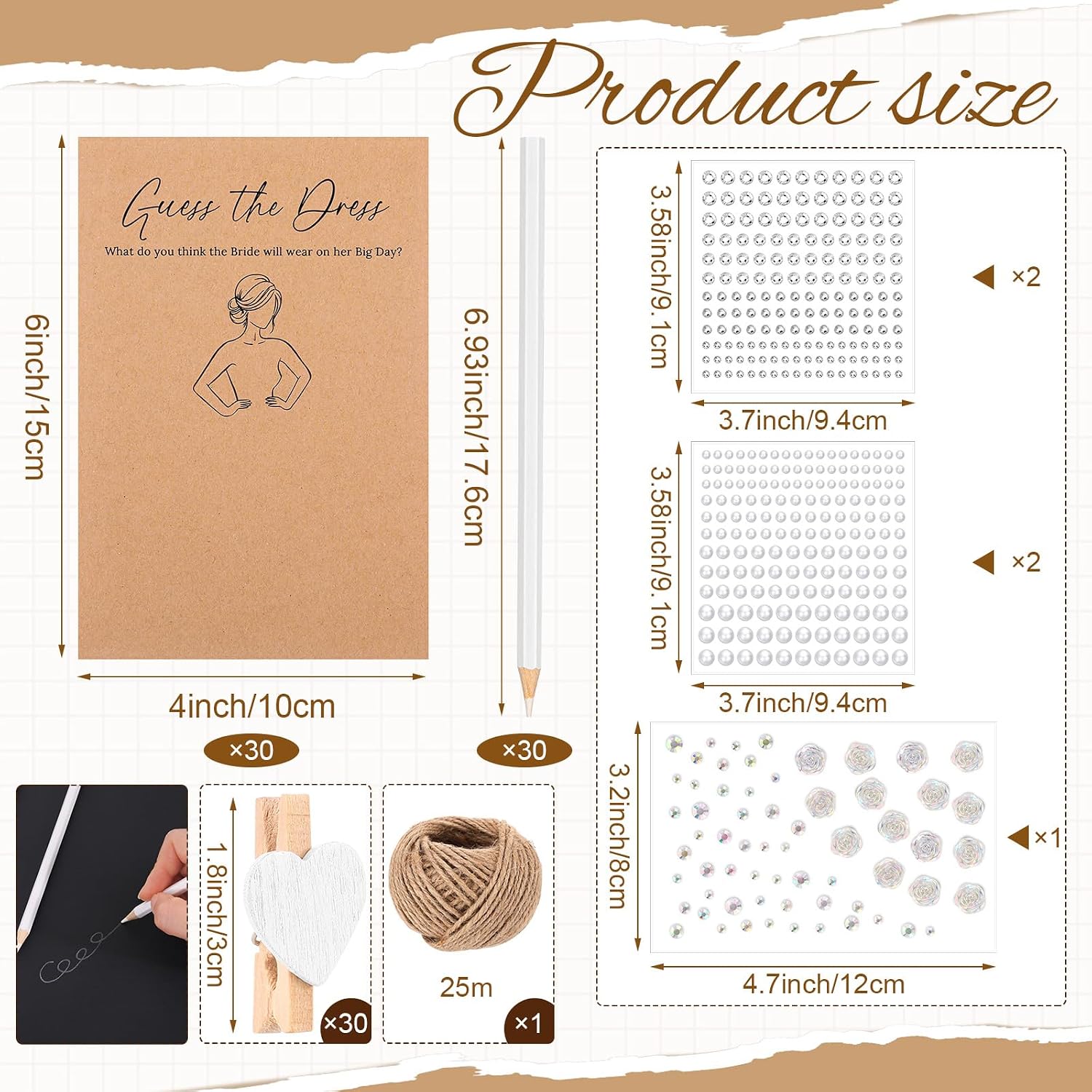 Czlotyh 30 Sets Guess the Dress Bridal Shower Games for Wedding Guests image 2