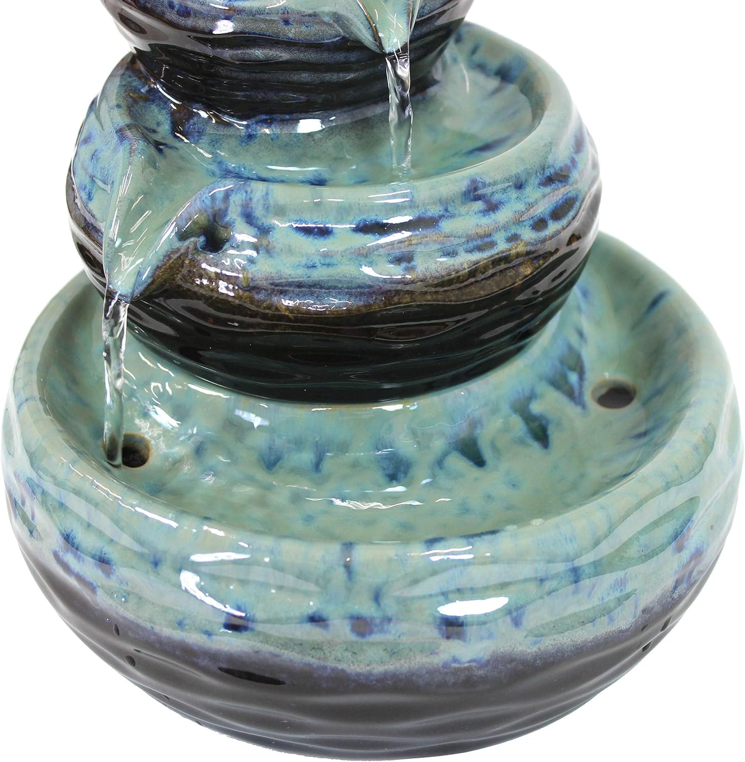 Sunnydaze 3-Tier Modern Textured Bowls Ceramic Indoor Tabletop Fountain - Inside Mini Desk Water Feature for Office, Bedroom, Dining Room, Bathroom and Kitchen - 7-Inch : Sunnydaze Decor: Home & Kitchen