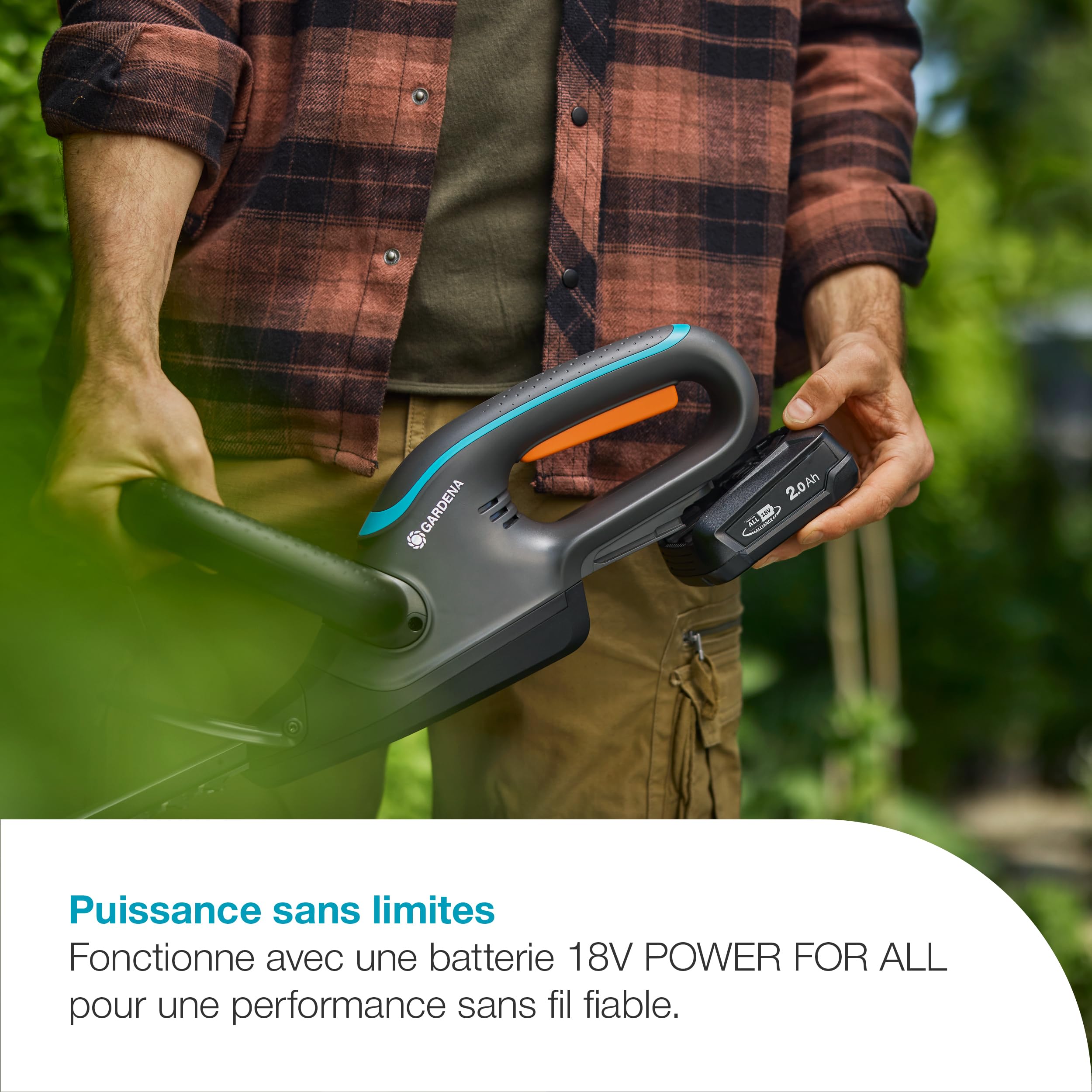 Gardena Taille-Haies EasyCut 55-18V P4A Kit Taille-haie: Lames Double Action, Protecteur de Pointe de Lame, Poignée Ergonomique, Rangement Facile, Coupe sans Fil (14735-20)