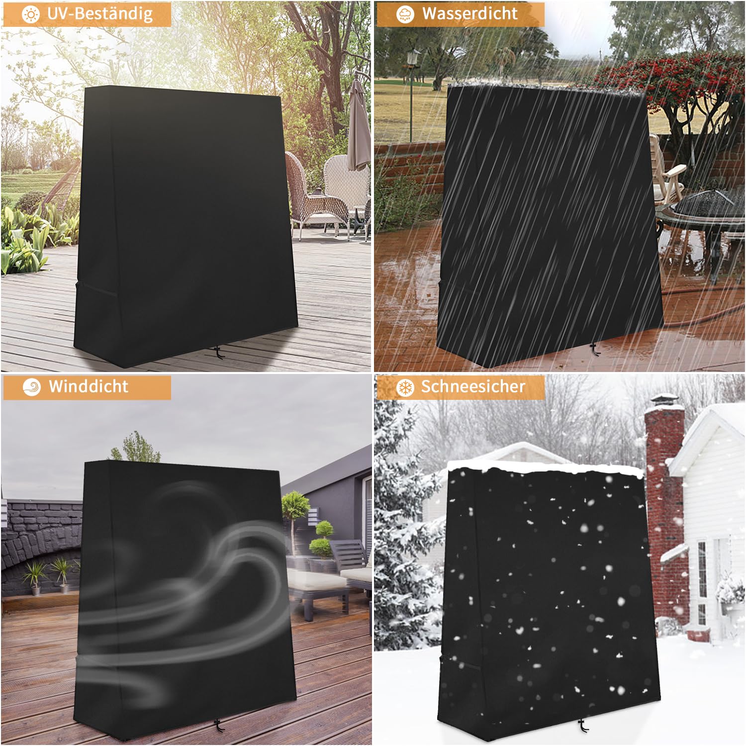 Dokon Tischtennisplatte Abdeckung Wasserdicht Tischtennistisch Abdeckplane Winddicht UV-Beständiges Robustes Oxford-Gewebe Schutzhülle für Tischtennisplatte Outdoor / Indoor (165x70x185cm) - Schwarz