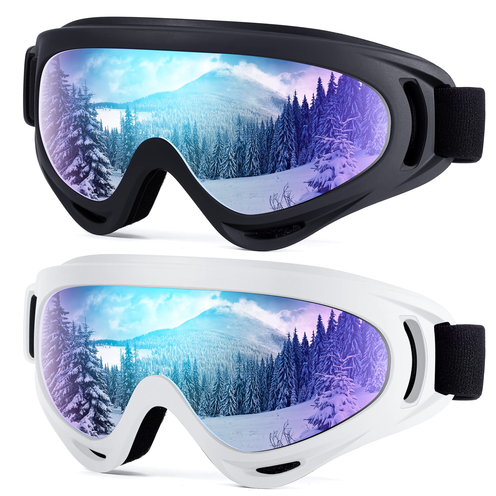 Dizywiee 2-Pack Kids Ski Goggles, Snowboard Goggles for Adult Youth Teens Boys &amp; Girls, Winter Snow Sports Goggles