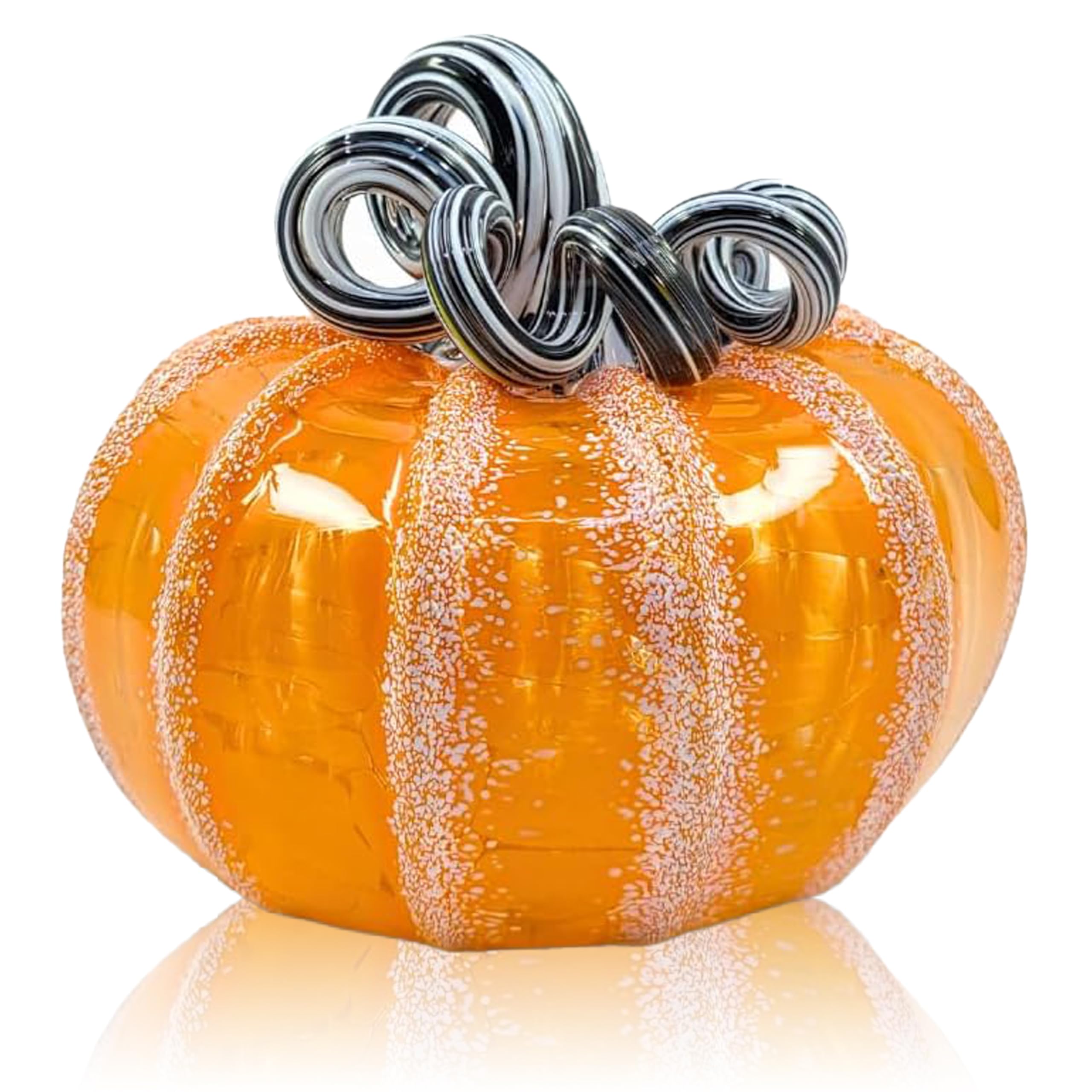 Luke Adams Glass Handmade Glass Pumpkins Handmade Table Top Home Decor (Squat, Halloweenie)