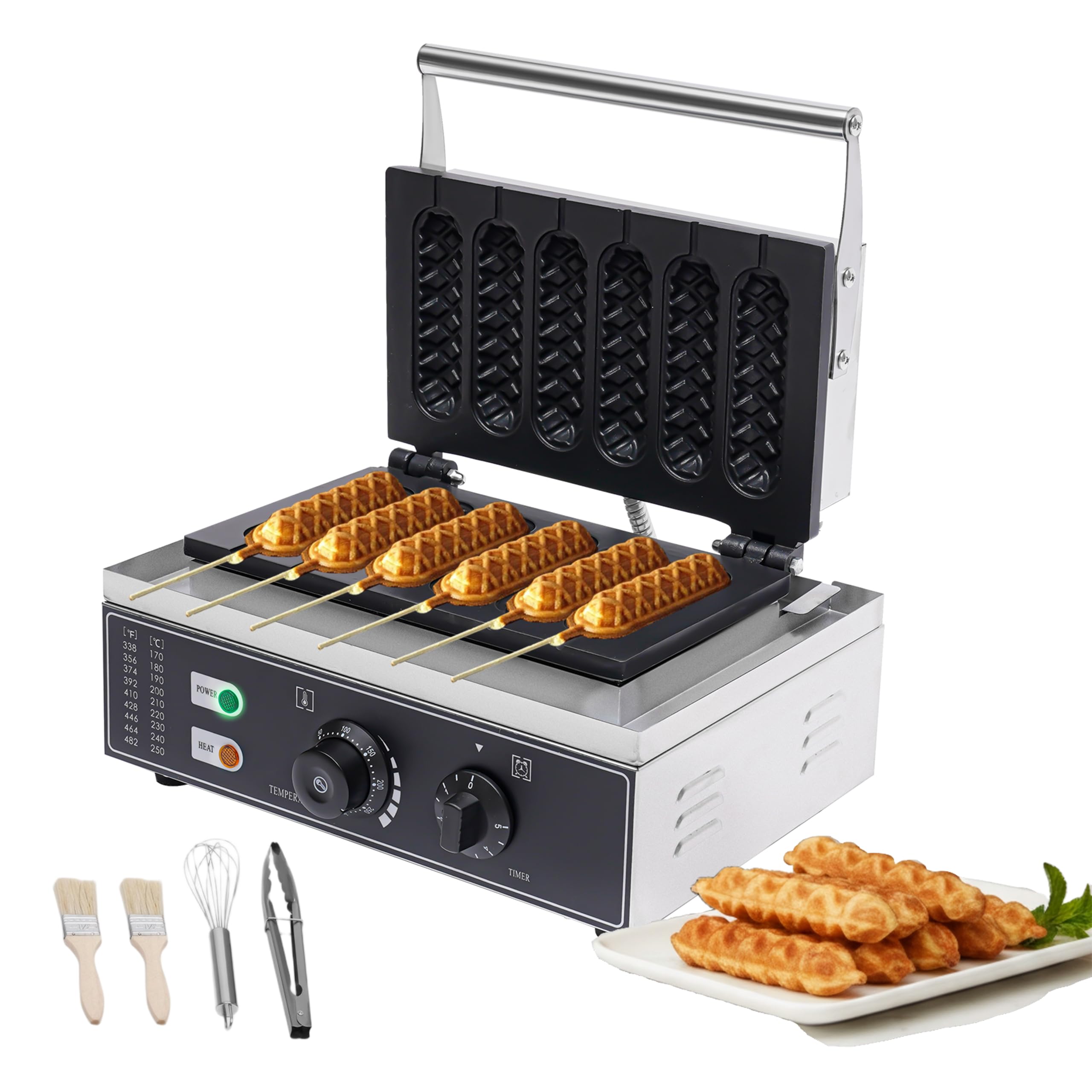 Macchina per hot dog, 1500 W, 50-300 °C, con 6 stampi per