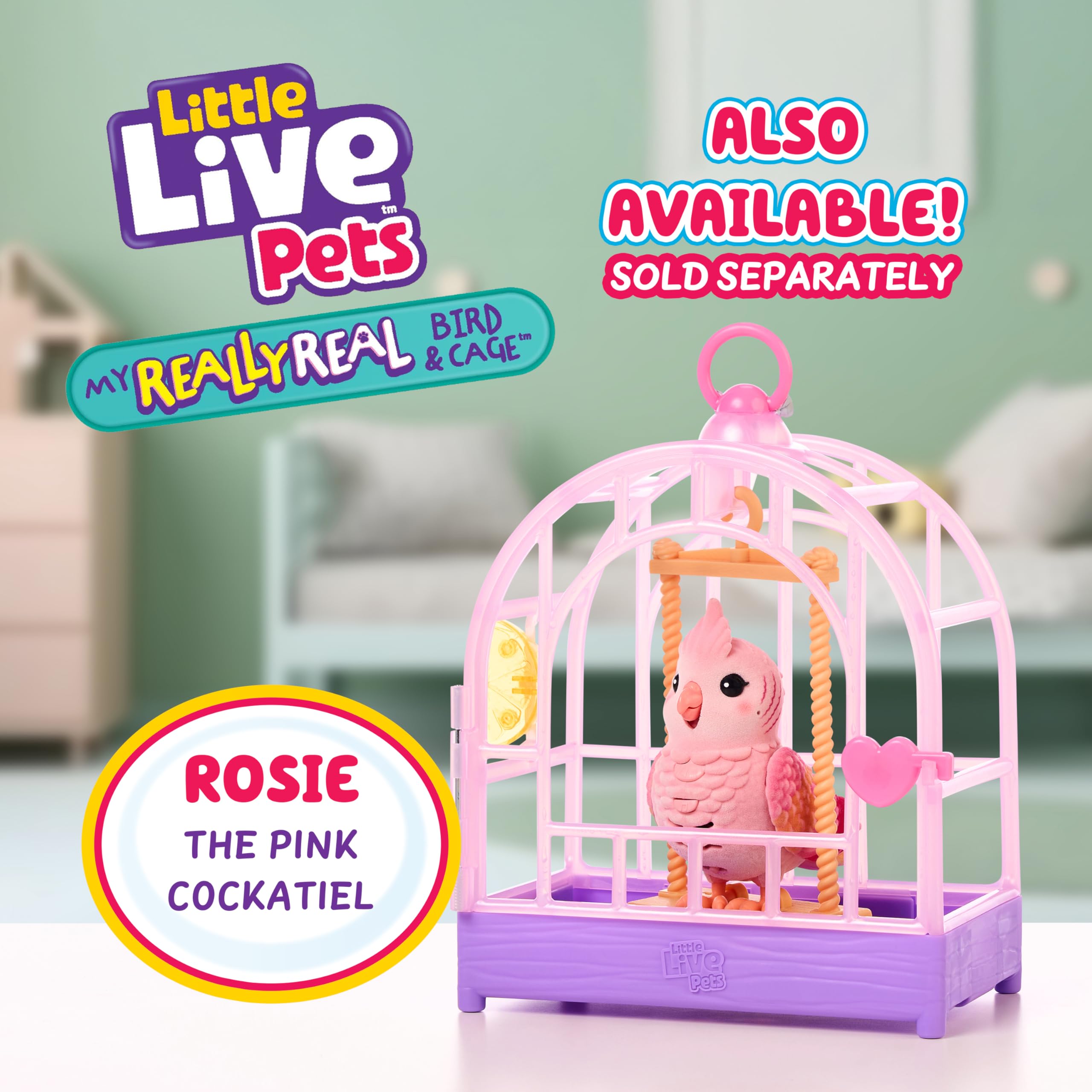 Little Live Pets My Really Real Talking Bird Toy & Cage - Indie, Interactive Voice Repeating Toy, 20+ Sounds & Reactions, Talking Toys for Kids 5-7