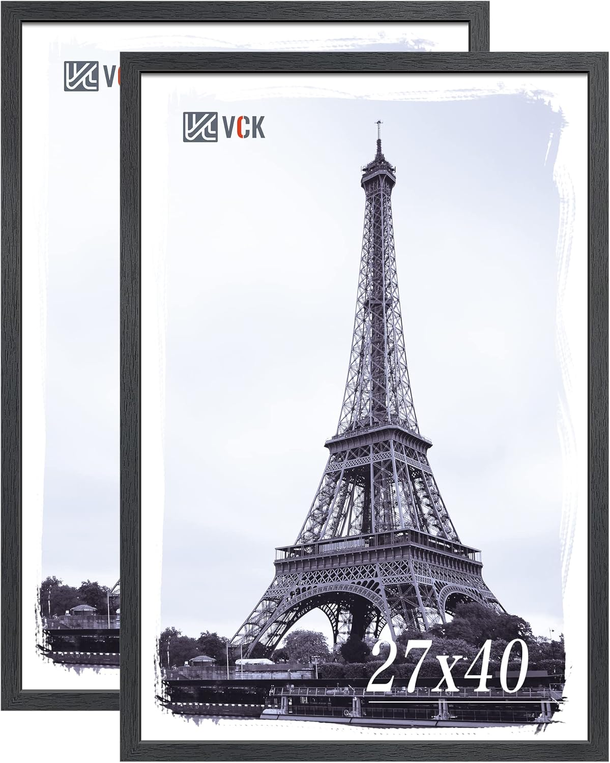 VCK 27x40 Solid Wood Poster Frames Set of 2, Exclusive Woodgrain Frame, Wall Gallery Picture Frame - Black Black 27 x 40 - 2 pack