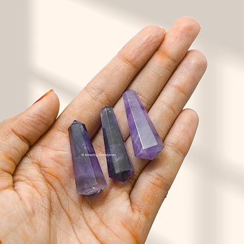 Miniatura 3 de Puntos de cristal de amatista, cristales curativos y piedras a granel, paquete de 3 puntas curativas de doble terminación, cristales a granel para