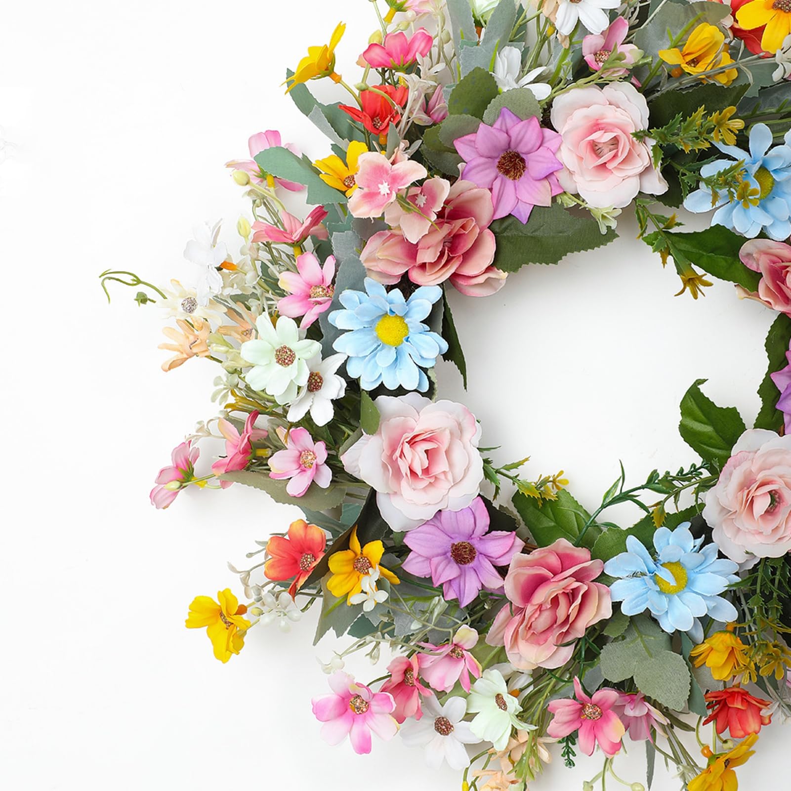 Fockety di Fiori Artificiali per Porta, Ghirlanda Primaverile 17 Pollici,