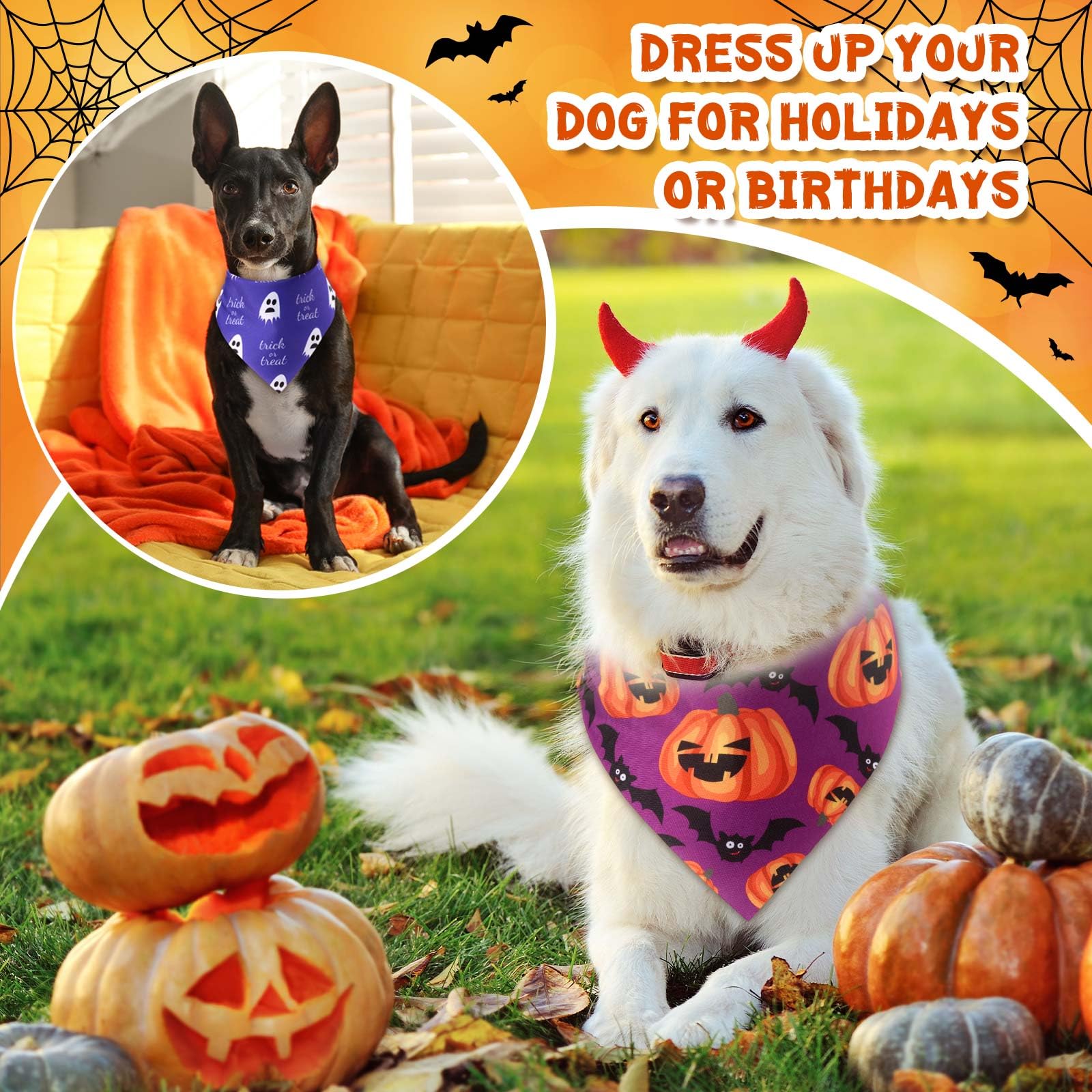 Hundehalstücher für Hunde, Dreieckstuch, Katzenschal, Welpenschal, Haustierhalstücher für Welpen, Katzen, Geburtstagsparty, Kostüm (Halloween), 72 Stück
