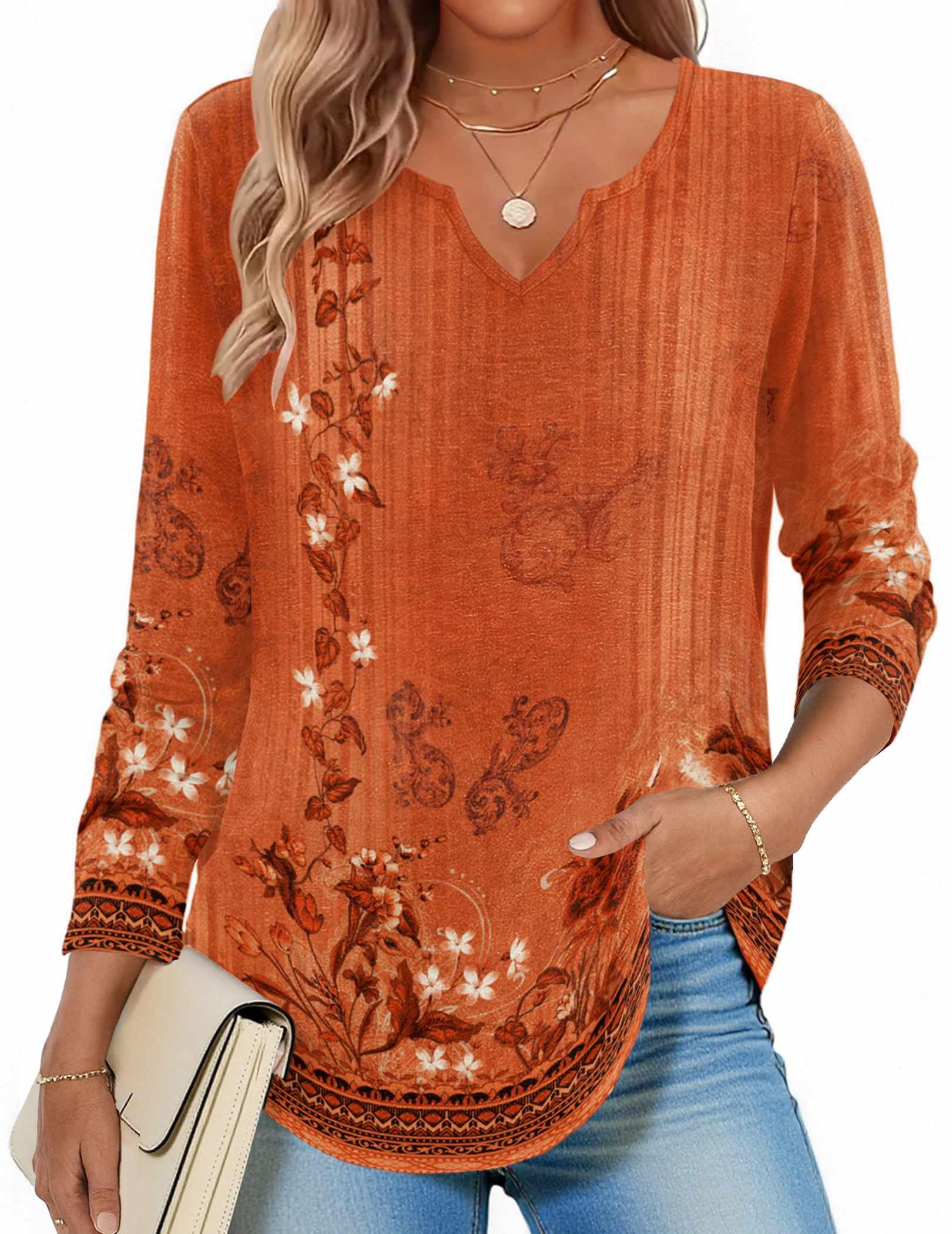 Zeagoo Long Sleeve Shirts for Women Fall Tops Casual V Neck Blouses Tunic Global Recycled Standard Global Recycled Standard Global Recycled Standard