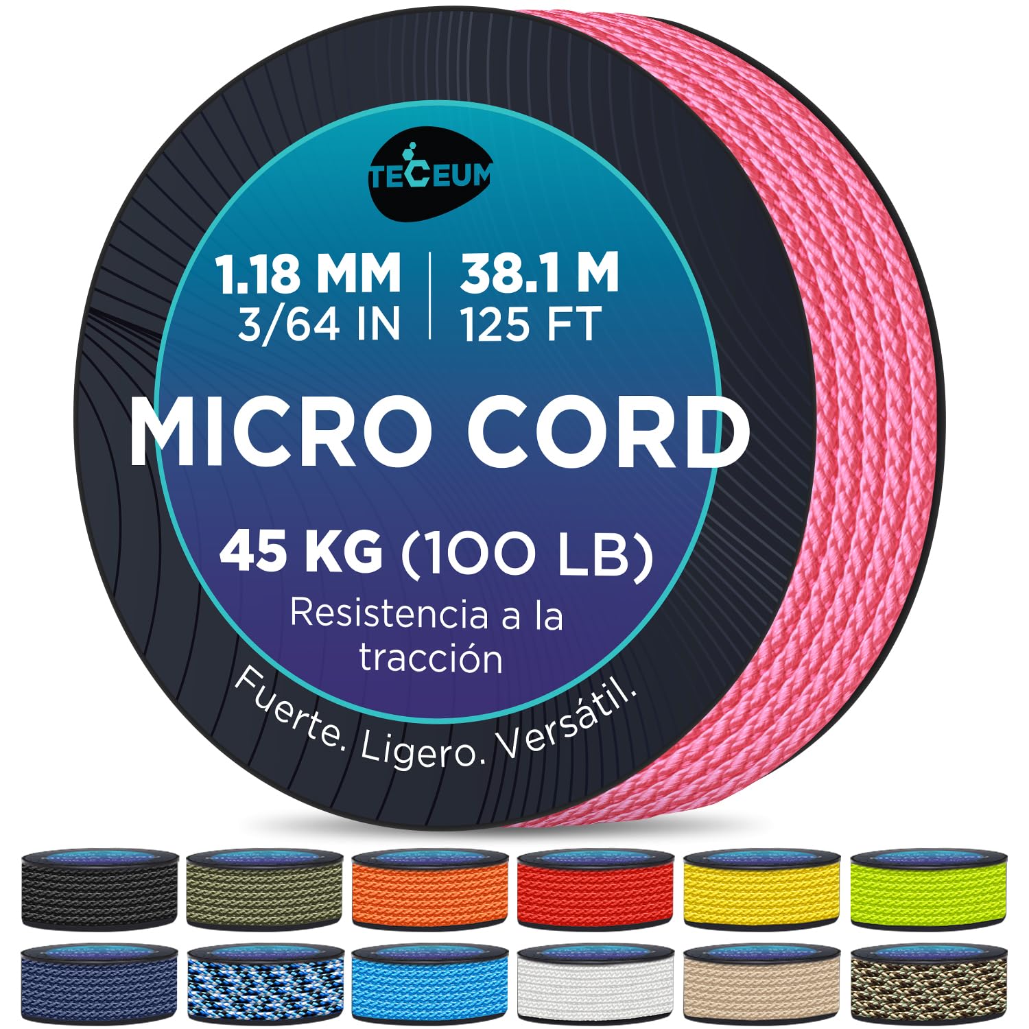 Micro Paracord: 1.18 mm de Grosor. Color: Naranja (Orange). Longitud - 38.1 m (125 ft). Resistencia a la tracción: 45.35 kg. Delgado, Ligero y Fuerte. Viene en una Bobina compacta y Conveniente — view 20