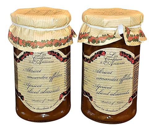 Juego de 2 frascos, Les Confitures à la Ancienne, Abricot Amandes Effilées, conservas de albaricoque francés y almendras en rodajas, 9.5 onzas cada