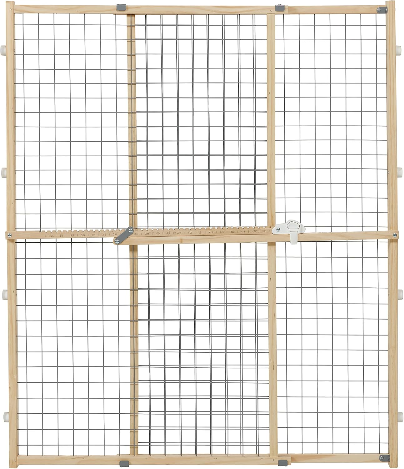 Midwest Homes for Pets Wire Mesh Pet Safety Gate, Dog Gate Expands to 50 Inches Wide, 44 Inches Tall, No Damage to Walls, Natural Wood and Powder Coated Wire