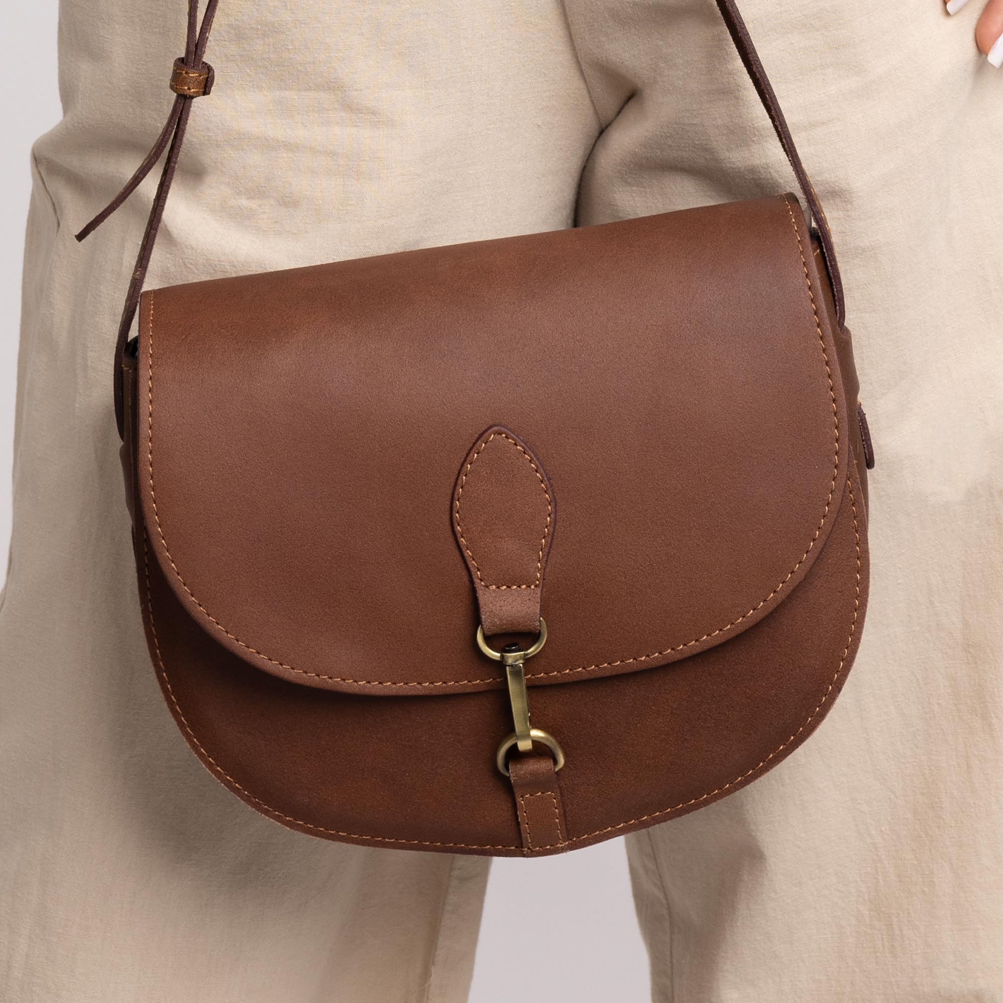 Gusti damska skórzana torba na ramię - Wiebke torebka na ramię, skórzana torebka na ramię, mała torebka, torebka do noszenia przez ramię, skóra naturalna,brązowa