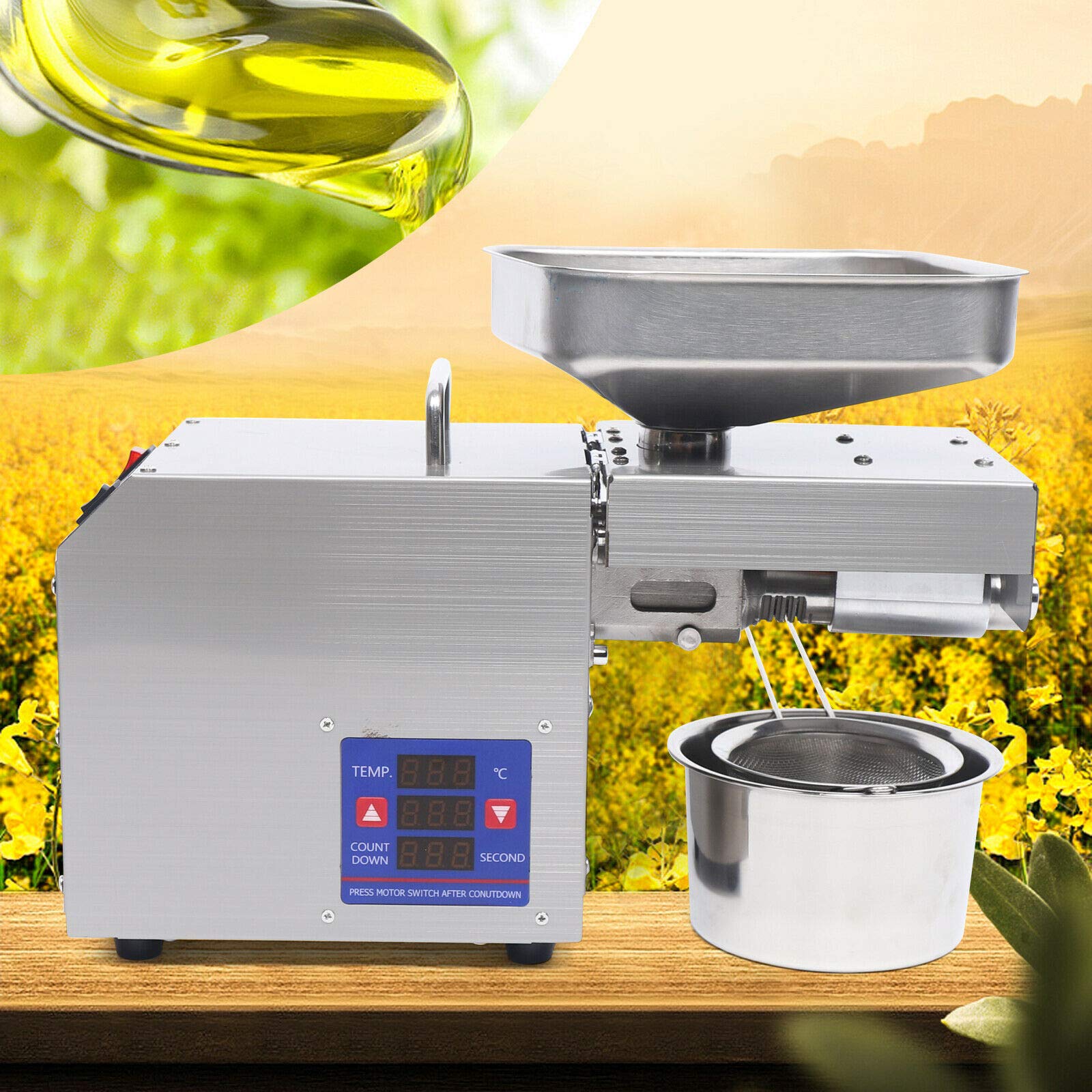 Commercial Oil Press Machine Automatic Oil Extracting Peanut Soybeans Extractor 110V 600W