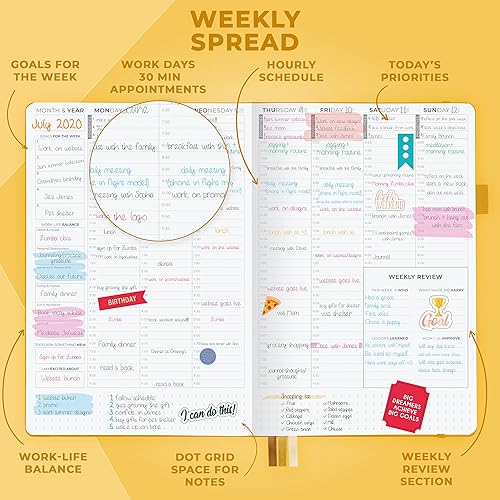 Miniatura 3 de Clever Fox Agenda  Agenda semanal y mensual con ranuras de tiempo, libro de citas y organizador diario para aumentar la productividad, sin fecha, A5