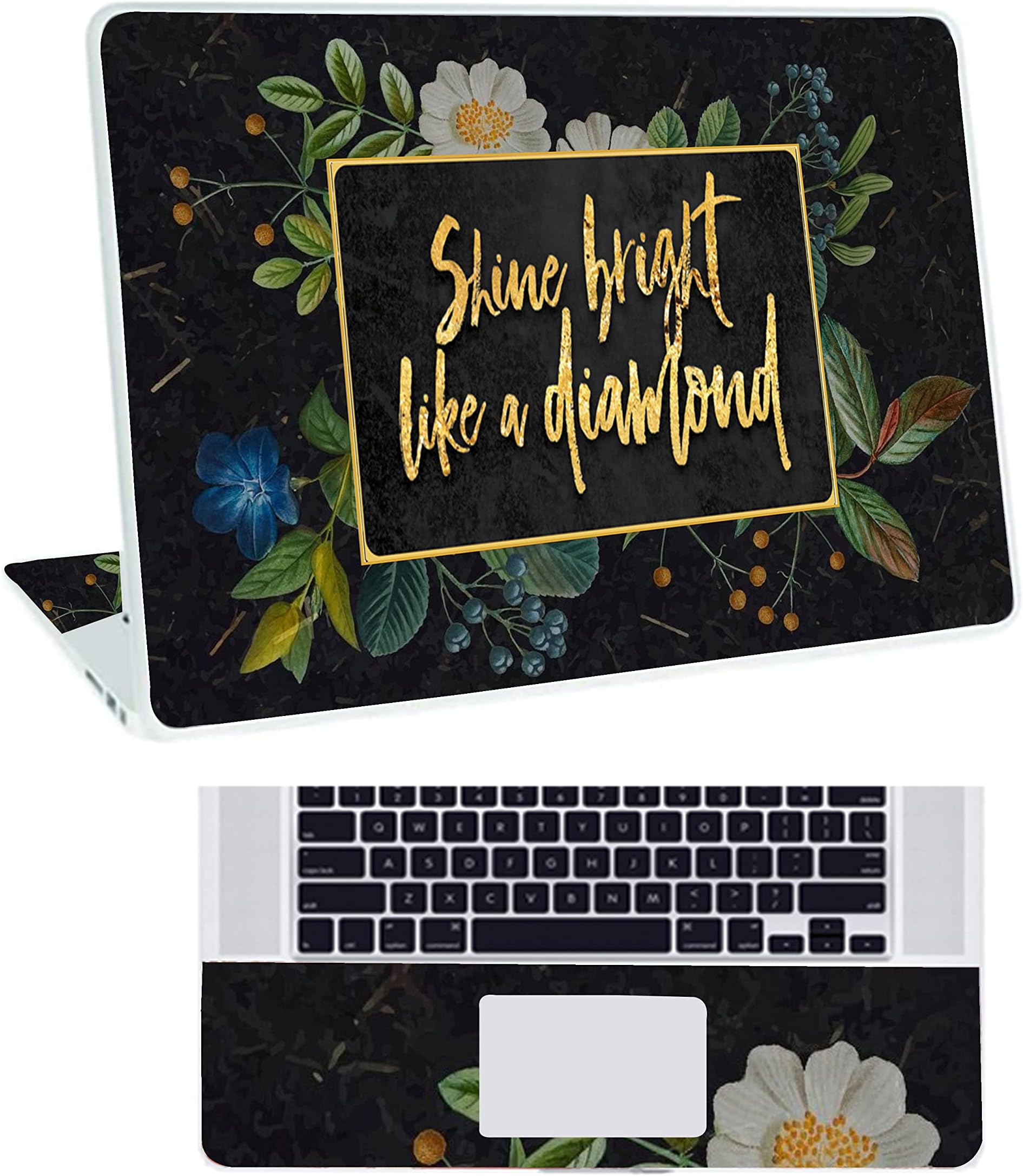 Floral D19 Top+Wrist Pad Vinyl Laptop Skin/Sticker/Cover for 15 to 15.6 Inches Laptops Laminated-Removable-HD Quality Compatible for Hp-Dell-Sony-Lenovo-Asus etc.(15x10 Inches)
