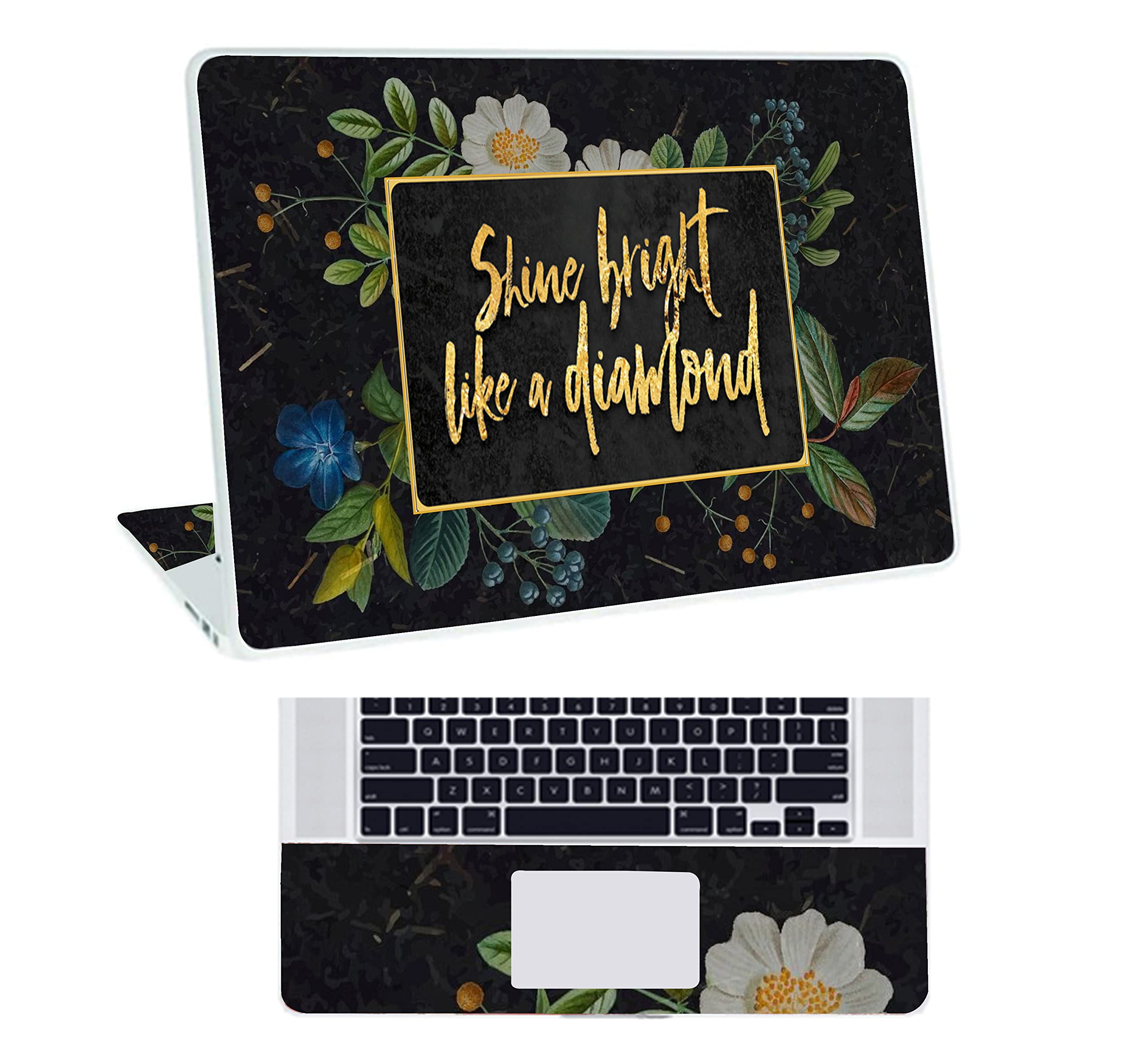 Inkykart Floral D19 Top+Wrist Pad Vinyl Laptop Skin/Sticker/Cover for 15 to 15.6 Inches Laptops Laminated-Removable-HD Quality Compatible for Hp-Dell-Sony-Lenovo-Asus etc.(15x10 Inches)