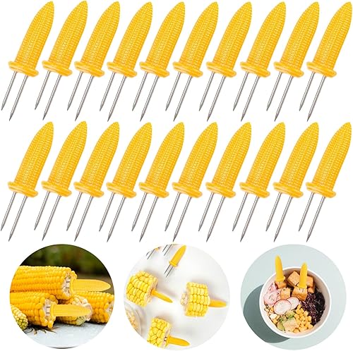 A-005 - Paquete de 20 soportes grandes para maíz de 3.54 pulgadas, soportes de acero inoxidable para maíz en la parrilla, brochetas de maíz en la
