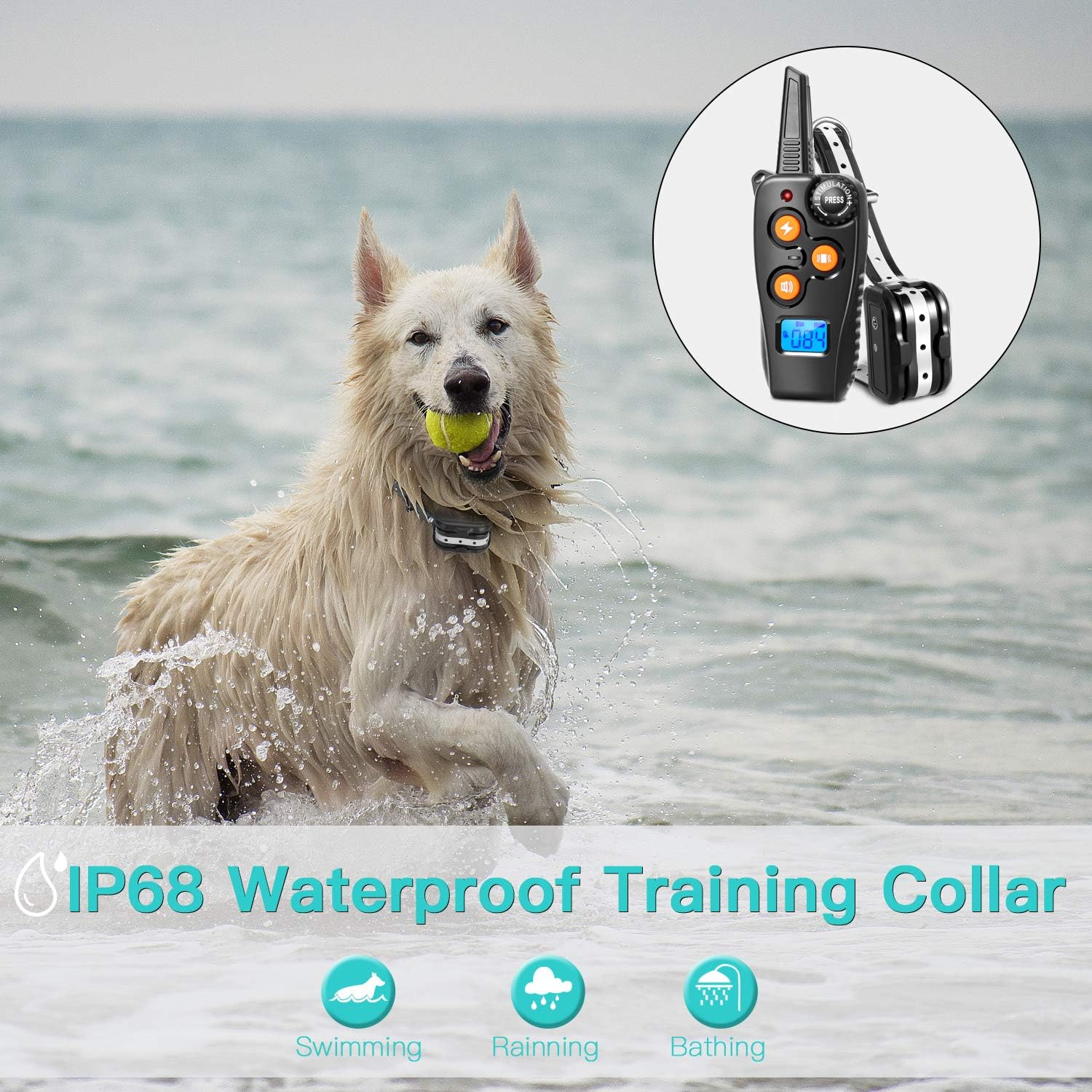 Zapuno Shock Collar for Dogs,1800ft IP68 Waterproof Shock Collar with Remote Dog Training Collar with Beep/Vibration/Shock Collar for Small Medium Large Dogs