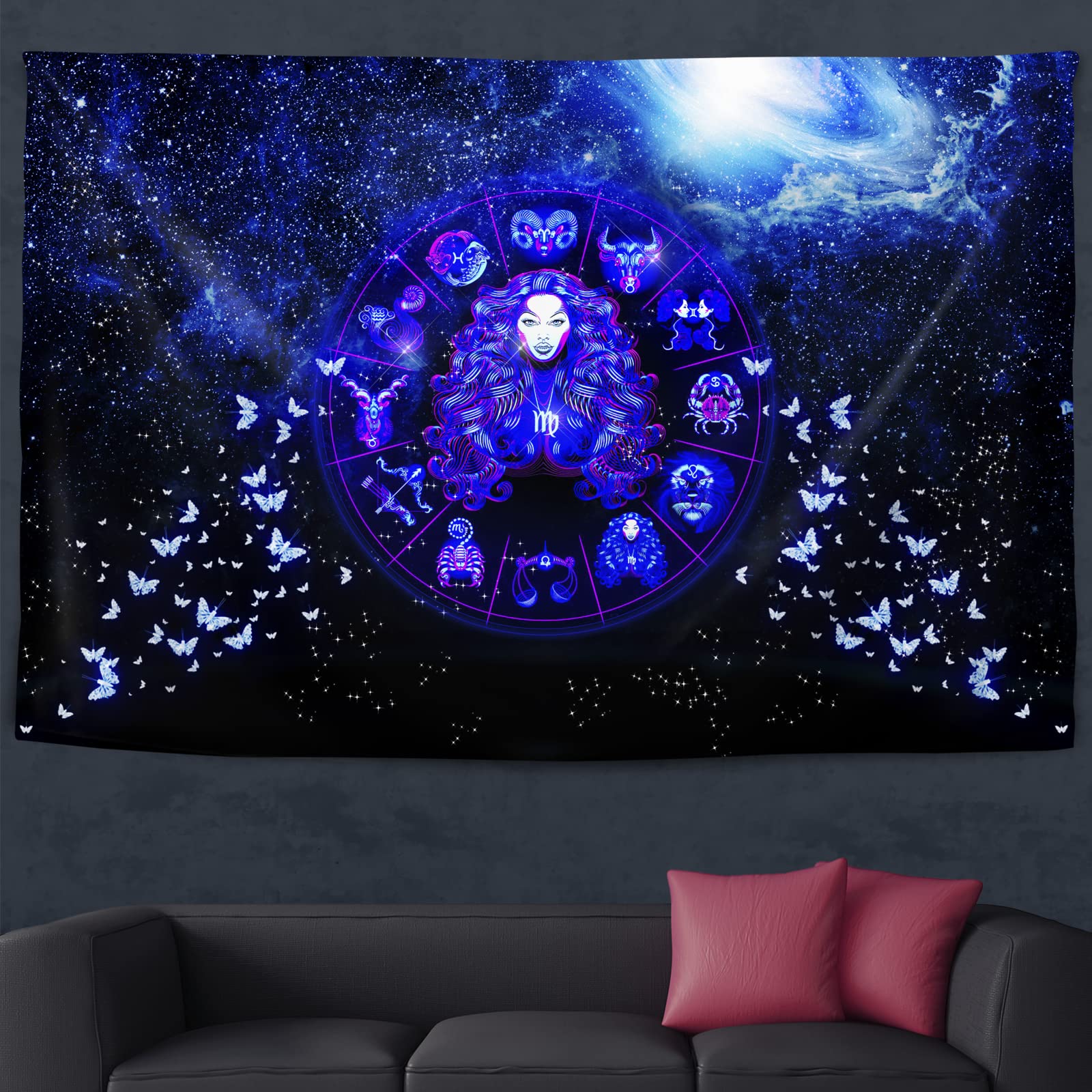 Yuvinw Virgo Zodiac Constellation Tapestry Wall Hanging Virgo Wall Blanket For Bedroom College Decor Home Decorations 60" X 40"
