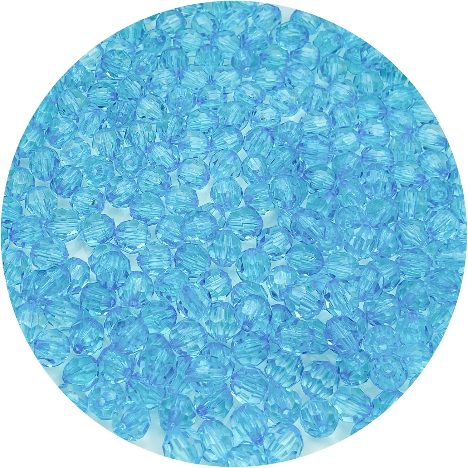 400pcs 8mm Acrylic Round Crystal Beads Faceted Spacer Color Beads for Jewelry Making DIY Bead Bracelet Necklace Earrings(Lake Blue)