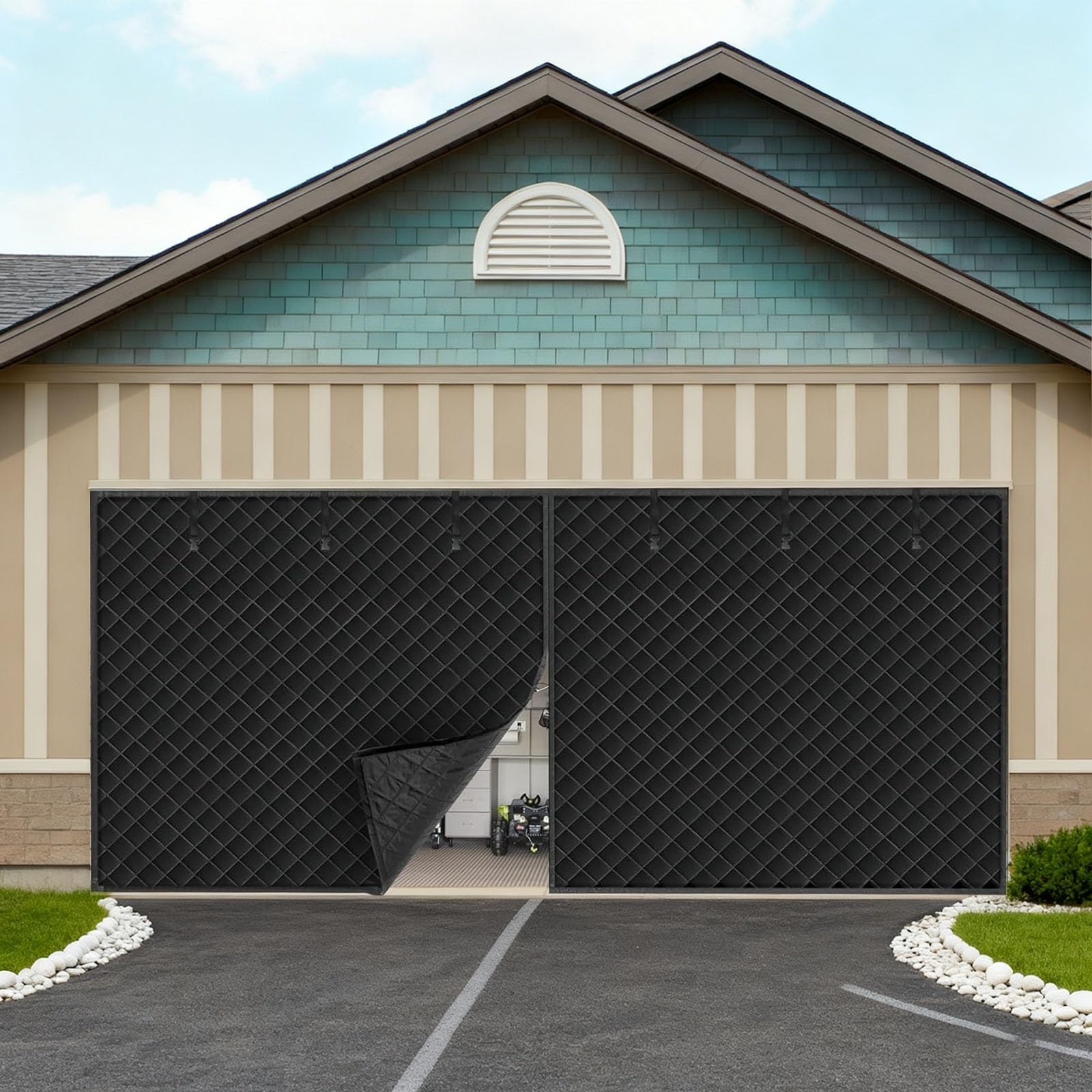 Housse de porte de garage magnétique isolante et acoustique