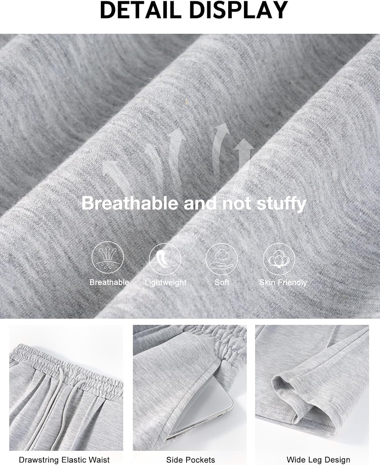 Flygo Womens Wide Leg Sweatpants Drawstring Elastic Waist Baggy Pants Trendy Loose Athletic Joggers with Pocket - Image 7