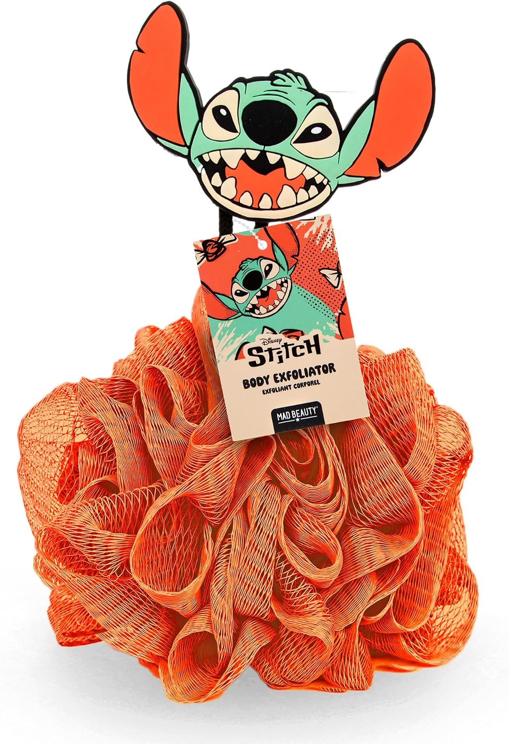 Disney Stitch Shower Scrunchie, Orange Halloween Themed Body Exfoliator