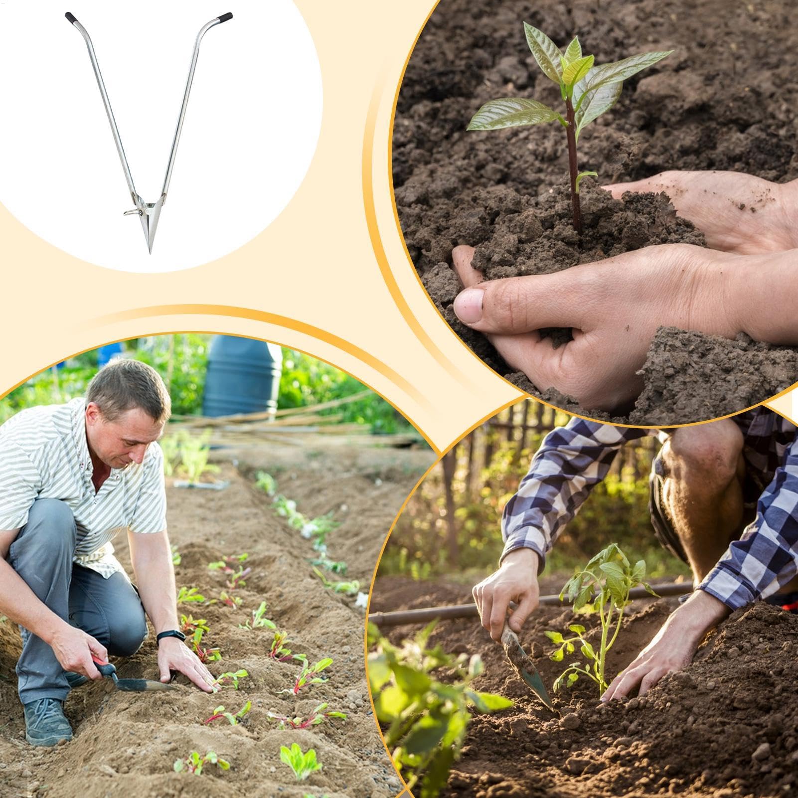 Plantador manual de plantas - Herramienta para plantar bulbos, plantador portátil de plántulas de mano | Plantador de plántulas de verduras multifuncional de tallo largo para la agricultura