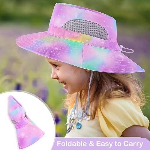 Miniatura 6 de Sombrero de sol para niñas, sombrero de playa para niños, sombrero de playa de ala ancha, sombrero de pesca de verano, gorra ajustable para niñas de