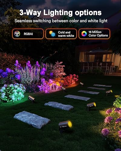 Miniatura 3 de Lumary Luces de Paisaje Inteligentes Pro 500LM, Paquete de 6 Focos de Paisaje que Cambian de Color Impermeables IP65, Luces Exteriores de Bajo