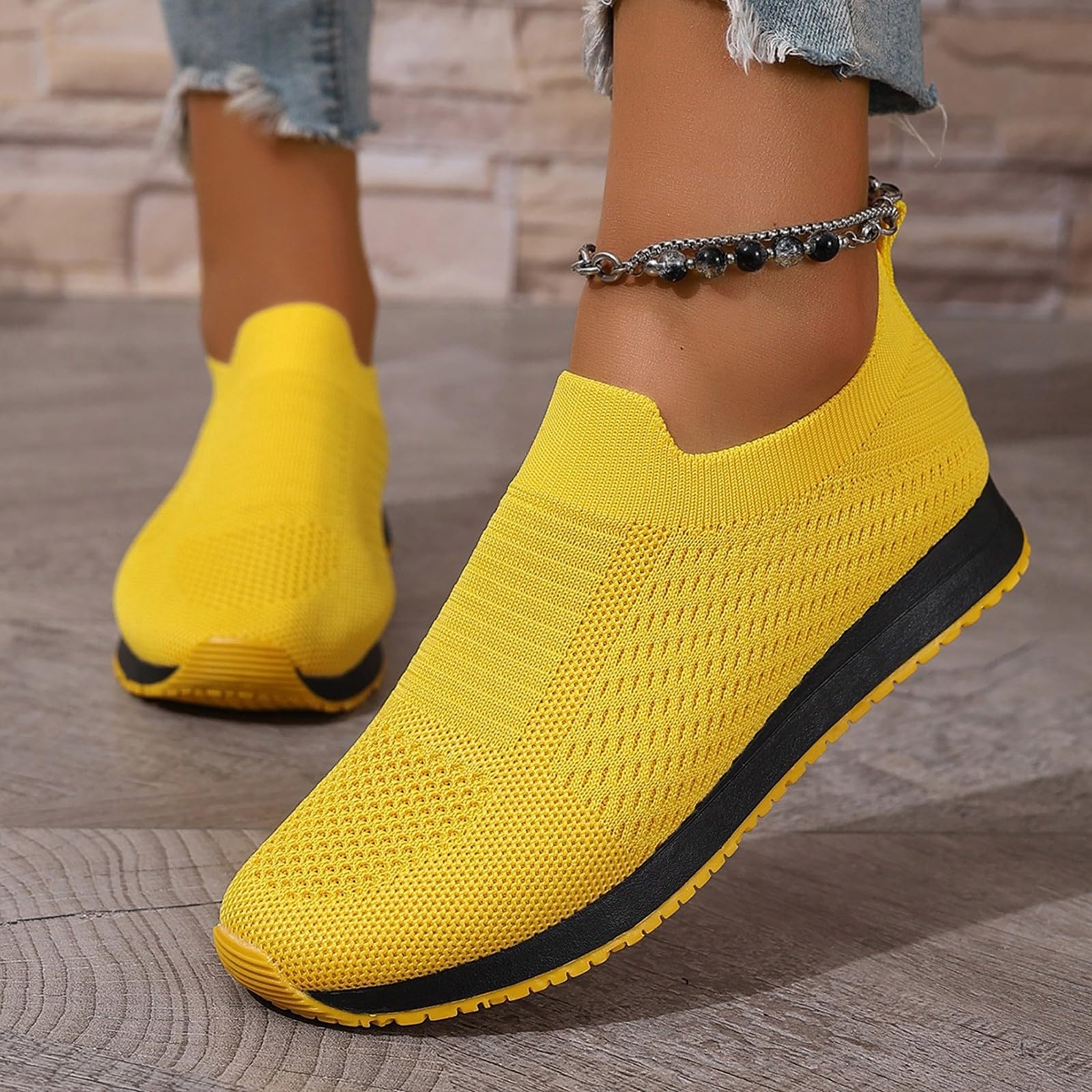 Generisch Scarpe da passeggio da donna, slip-on, larghezza H, in rete traspirante | Scarpe da ginnastica, comode scarpe sportive con supporto per l'arco, antiscivolo, leggere, per passeggiate e fitness