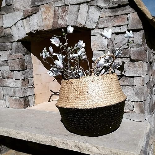 Miniatura 8 de LiloCraft - Cesta para plantas de hierba marina (tamaño 12 x 11 pulgadas, patrón fondo negro) Solución de almacenamiento para decoración del hogar