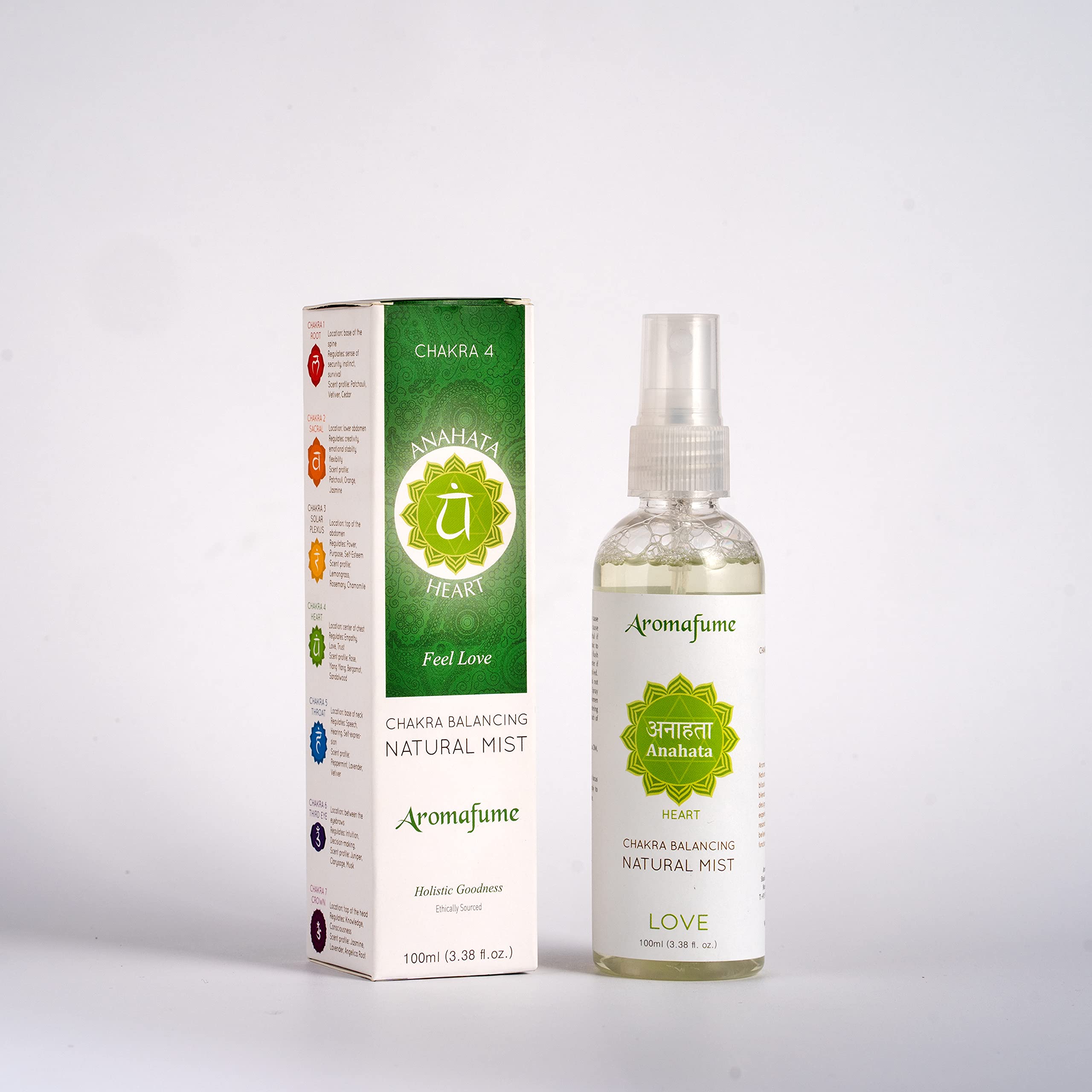 Aromafume7 Chakra Anahata - Heart - 4th Chakra - Chakra Balancing Natural Mist - Clean, Smoke-Free, Non Toxic Alternative to Incense