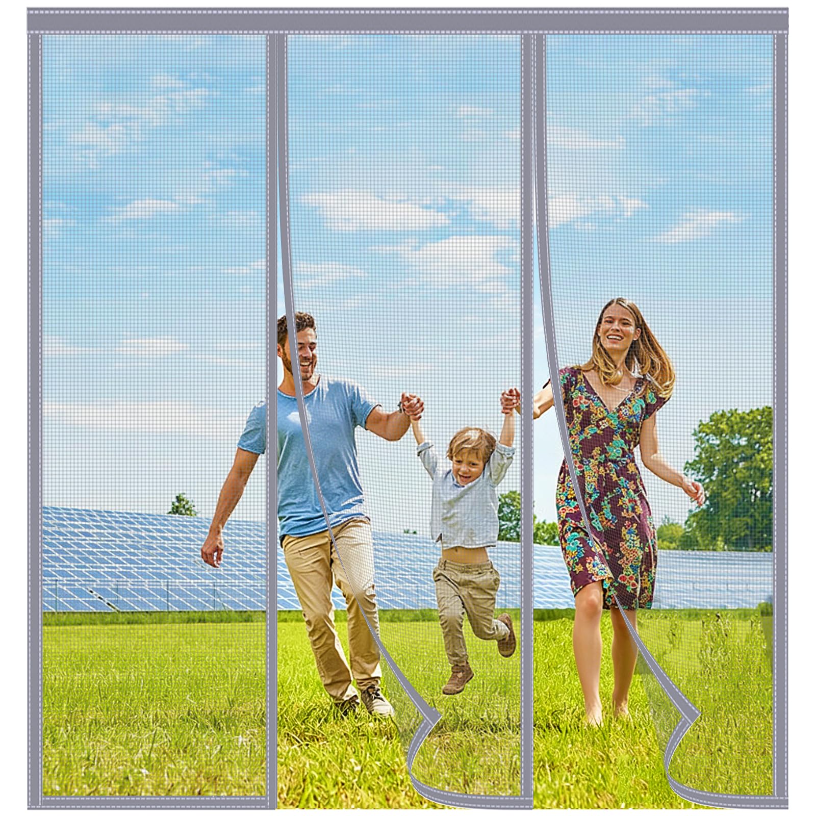 FYHDSH Magnetic Fly Insect Screen Door, Sliding Double Door Fly Screen, Double Door Screen Curtain for Sliding Door with Powerful Magnets and Full Frame Magic Tape, Keep Fly Bug Out Gray-D-150x260cm โ image 1