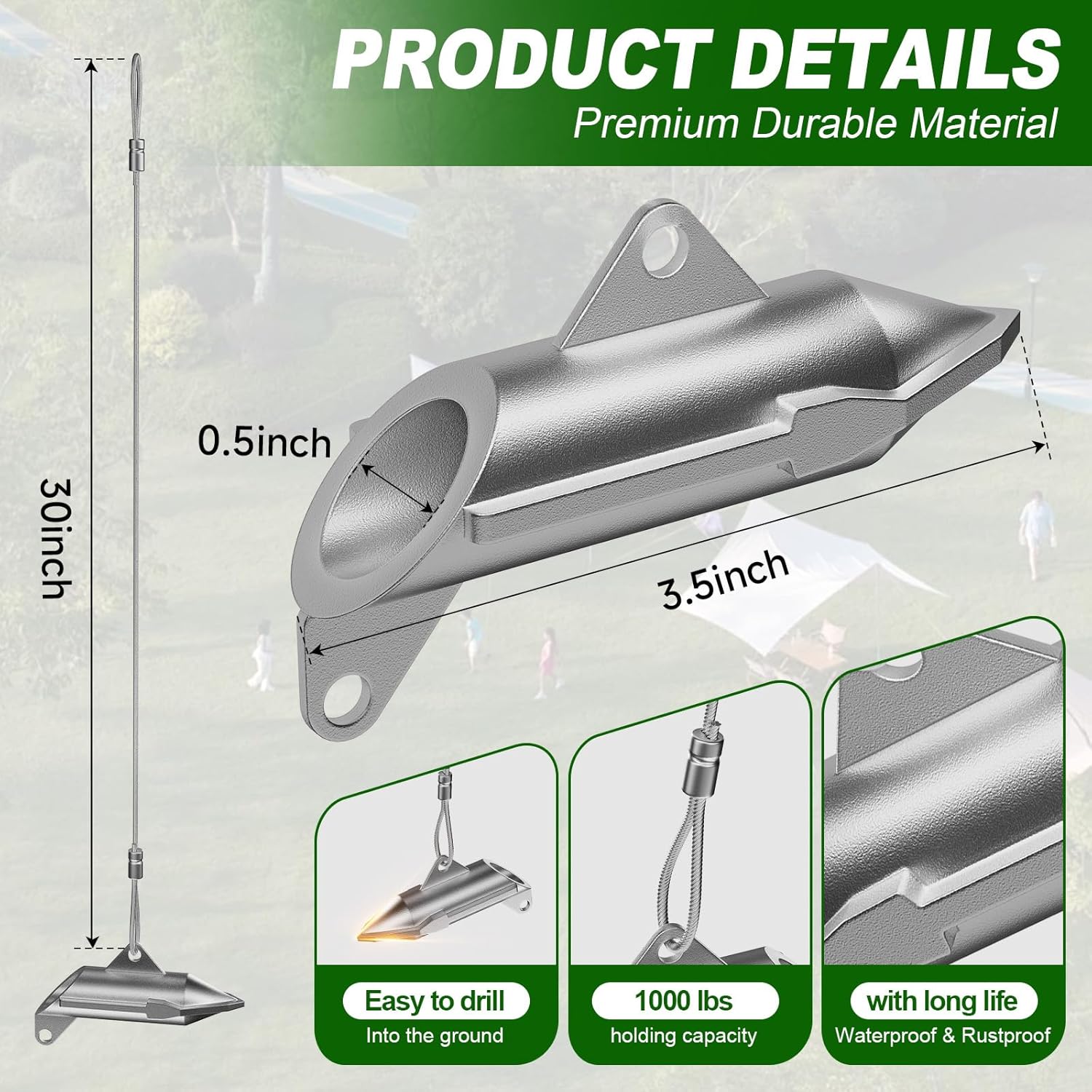 WooFog 6 Pack Earth Anchors for Trapping, Duckbill Earth Anchors, 30 Inch Heavy Duty Ground Anchor for Sheds, Trap Anchors for Securing Trapping Stakes, Greenhouses, Tents