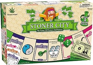ICUP Stonerware Stoner City Board Game | Hot Box Stoner’s Gift Party Game | Weed Smoking Games | Puff & Pass for Adults