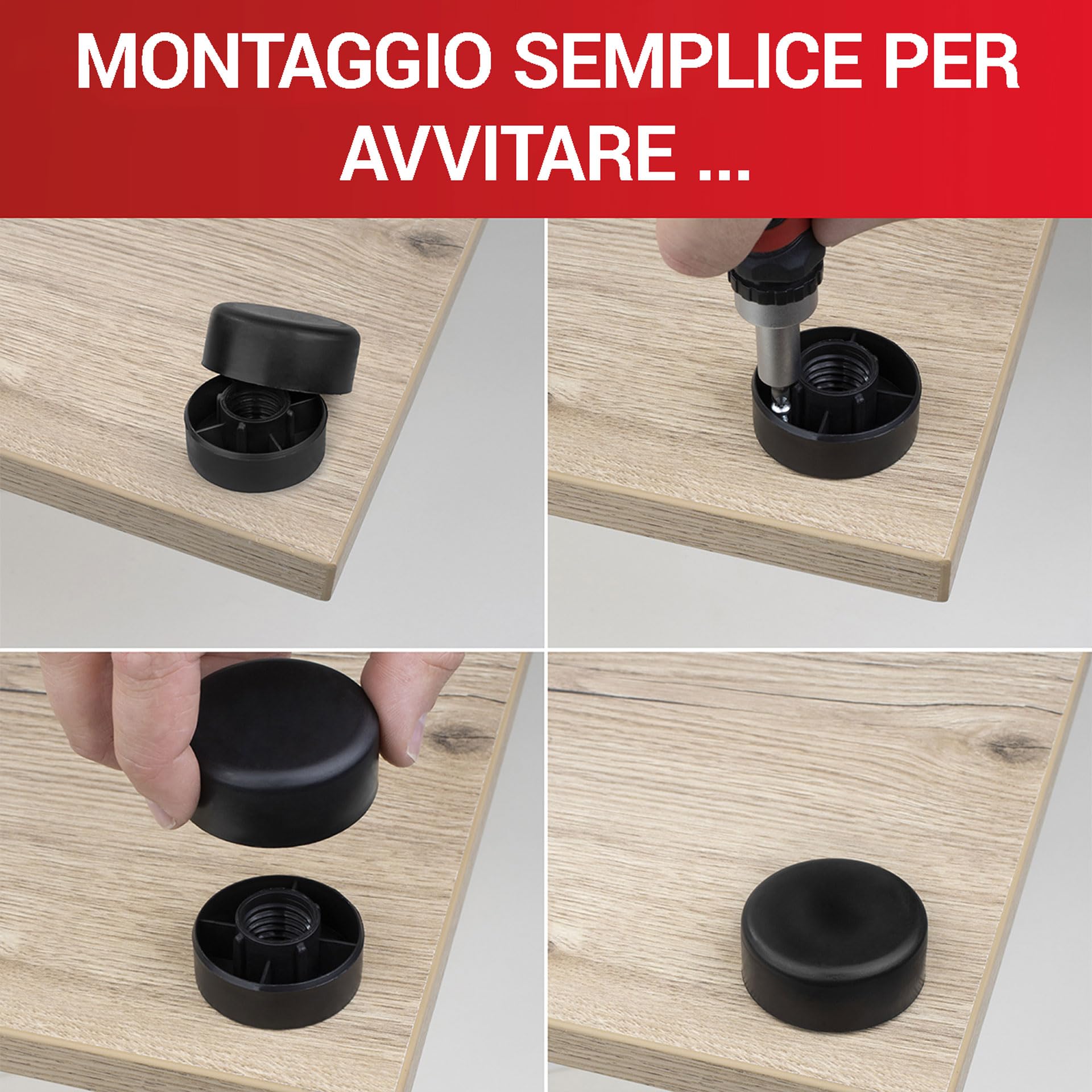 Rialzi Per Mobili QINERSAW - 4 Piedini Autoadesivi In Acciaio E Feltro, Altezza 2.7cm - Foto 2